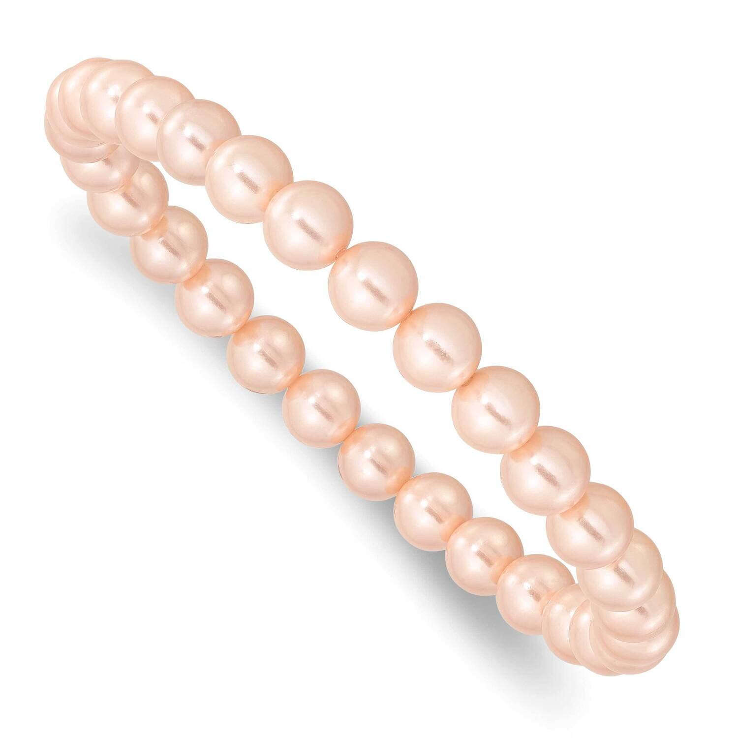 Majestik 7-8mm Pink Imitation Shell Pearl Stretch Bracelet QMJB78P, MPN: QMJB78P, 196904156728