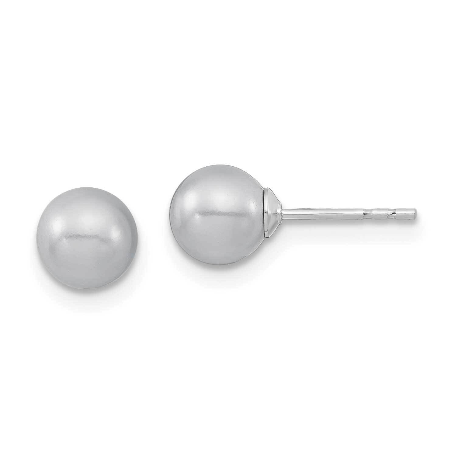 Majestik 6-7mm Grey Imitation Shell Pearl Stud Earrings Sterling Silver Rhodium-plated QMJE6G, MPN:…