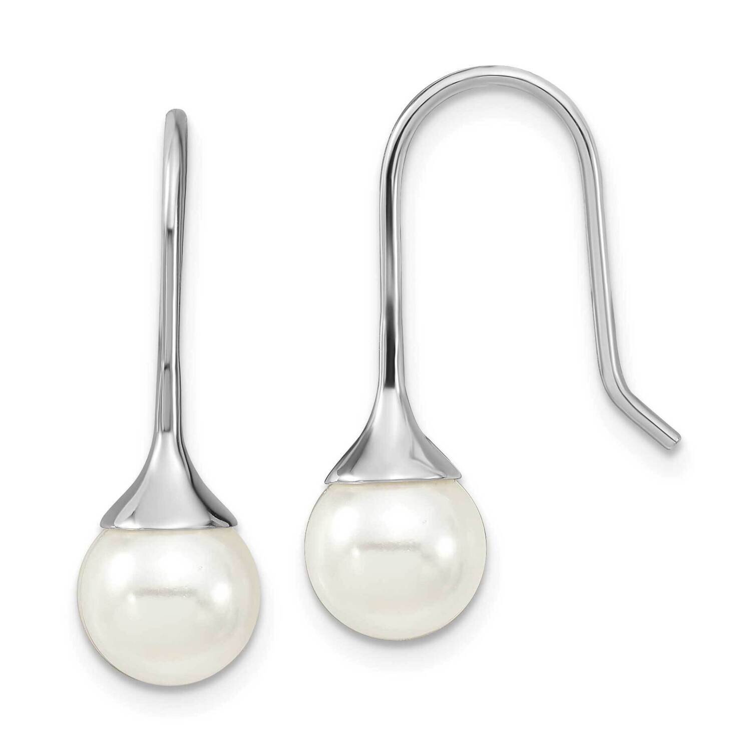 Majestik 8-9mm White Imitation Shell Pearl Drop Earrings Sterling Silver Rhodium-plated QMJE806W, M…