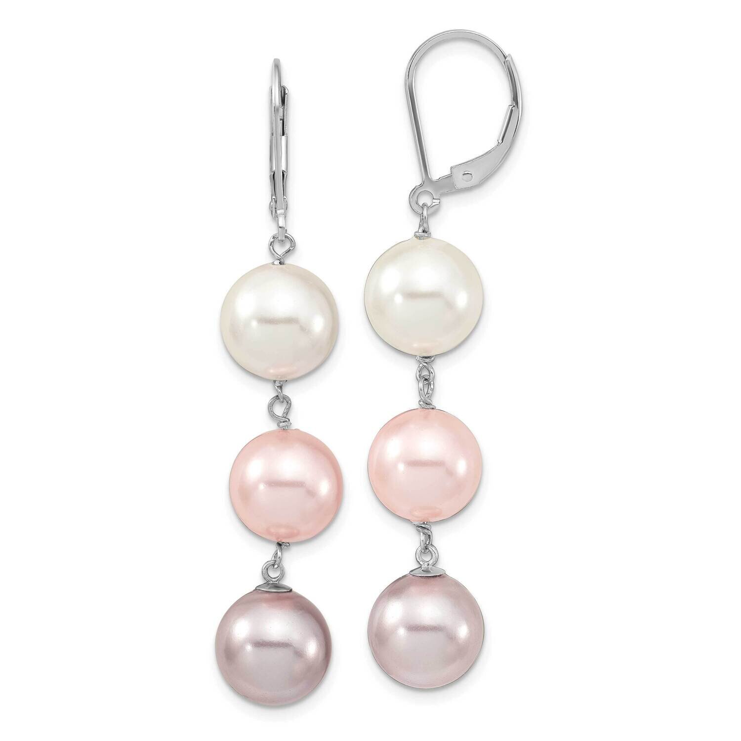 Majestik 10-11mm with Pi Pu Imitation Shell Pearl Earrings Sterling Silver Rhodium-plated QMJEL131W…