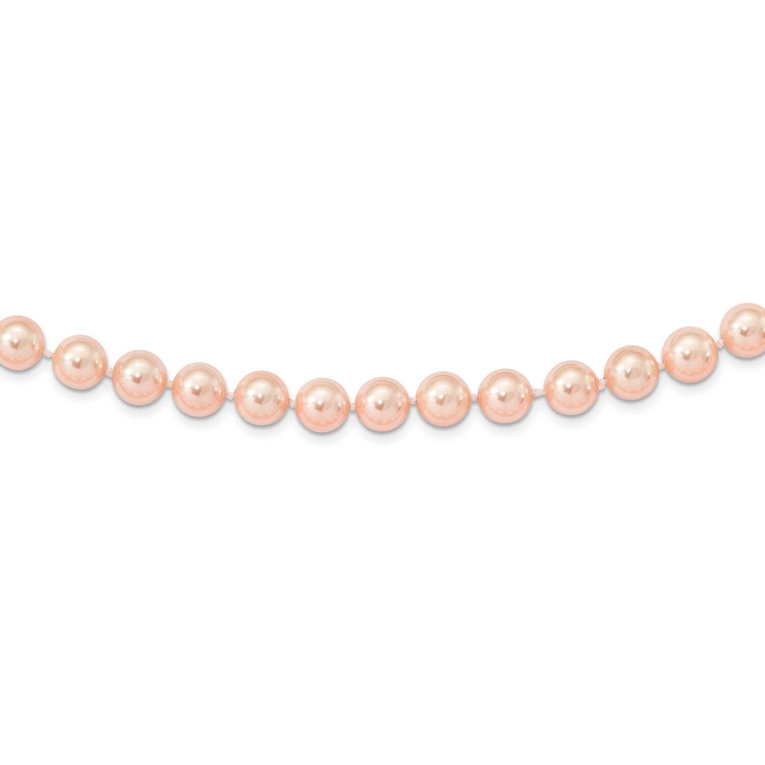 Majestik 10-11mm Pink Imitat Shell Pearl Necklace Sterling Silver Rhodium-plated QMJN10P-24