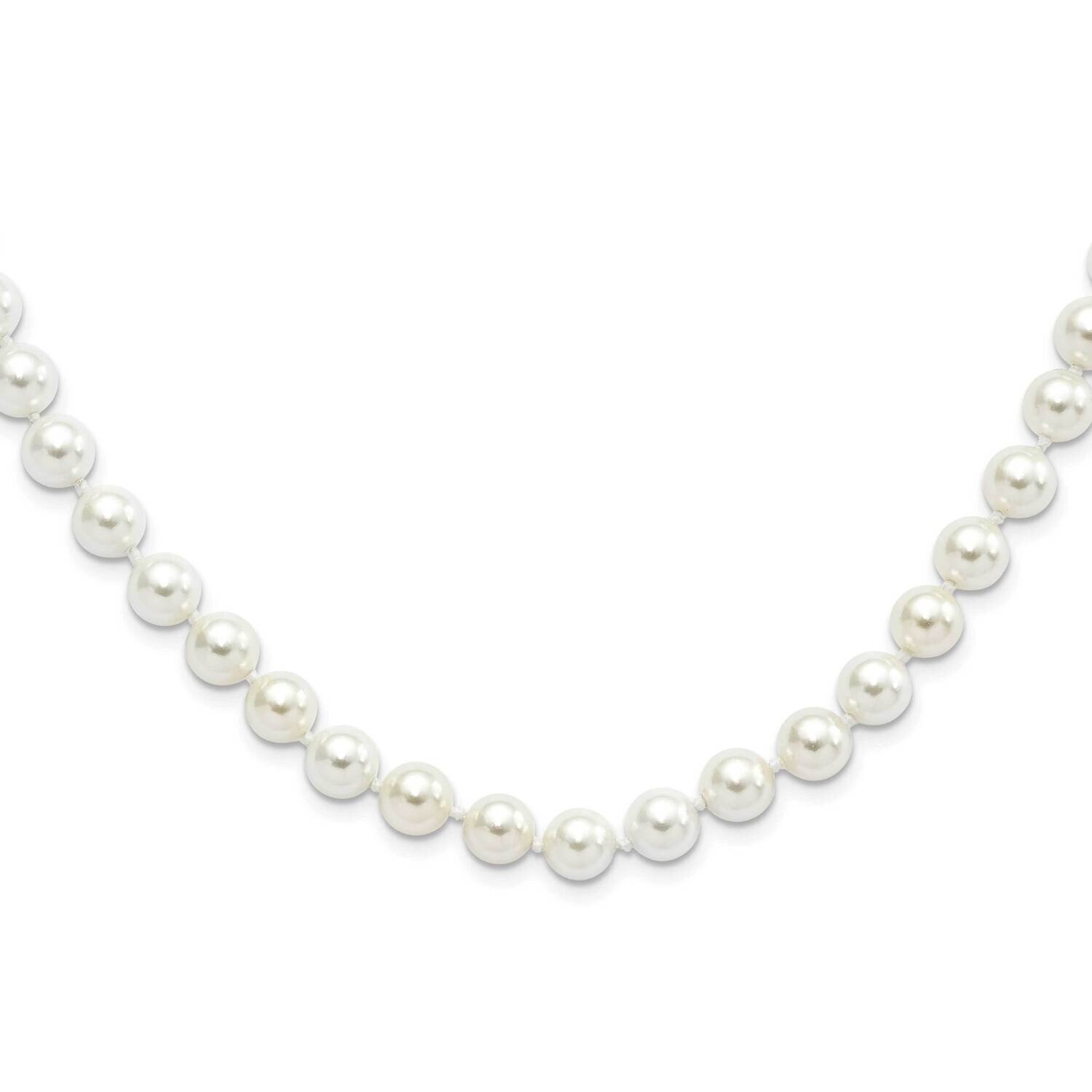 Majestik 8-9mm White Imitation Shell Pearl Necklace Sterling Silver Rhodium-plated QMJN8W-18