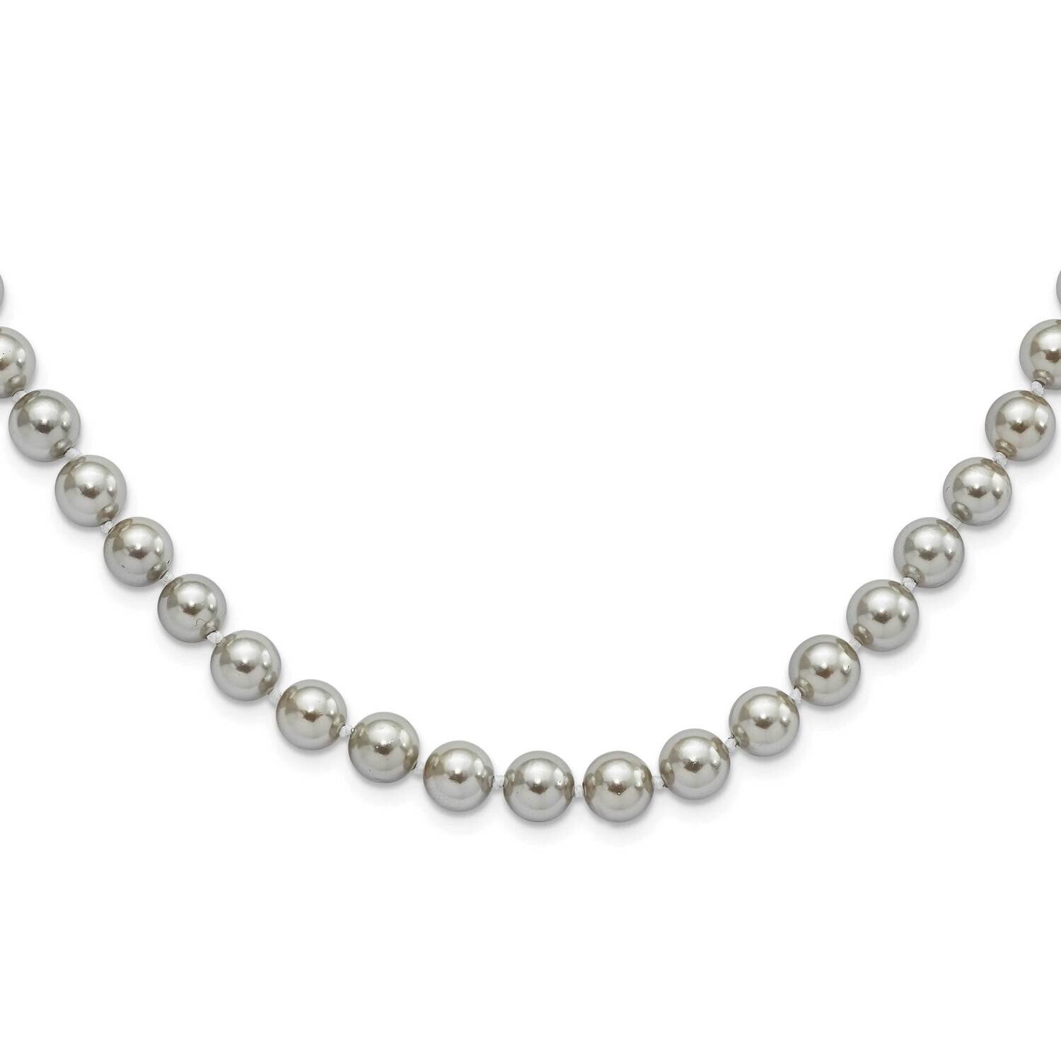 Majestik 8-9mm Grey Imitation Shell Pearl Necklace Sterling Silver Rhodium-plated QMJNM8G-18