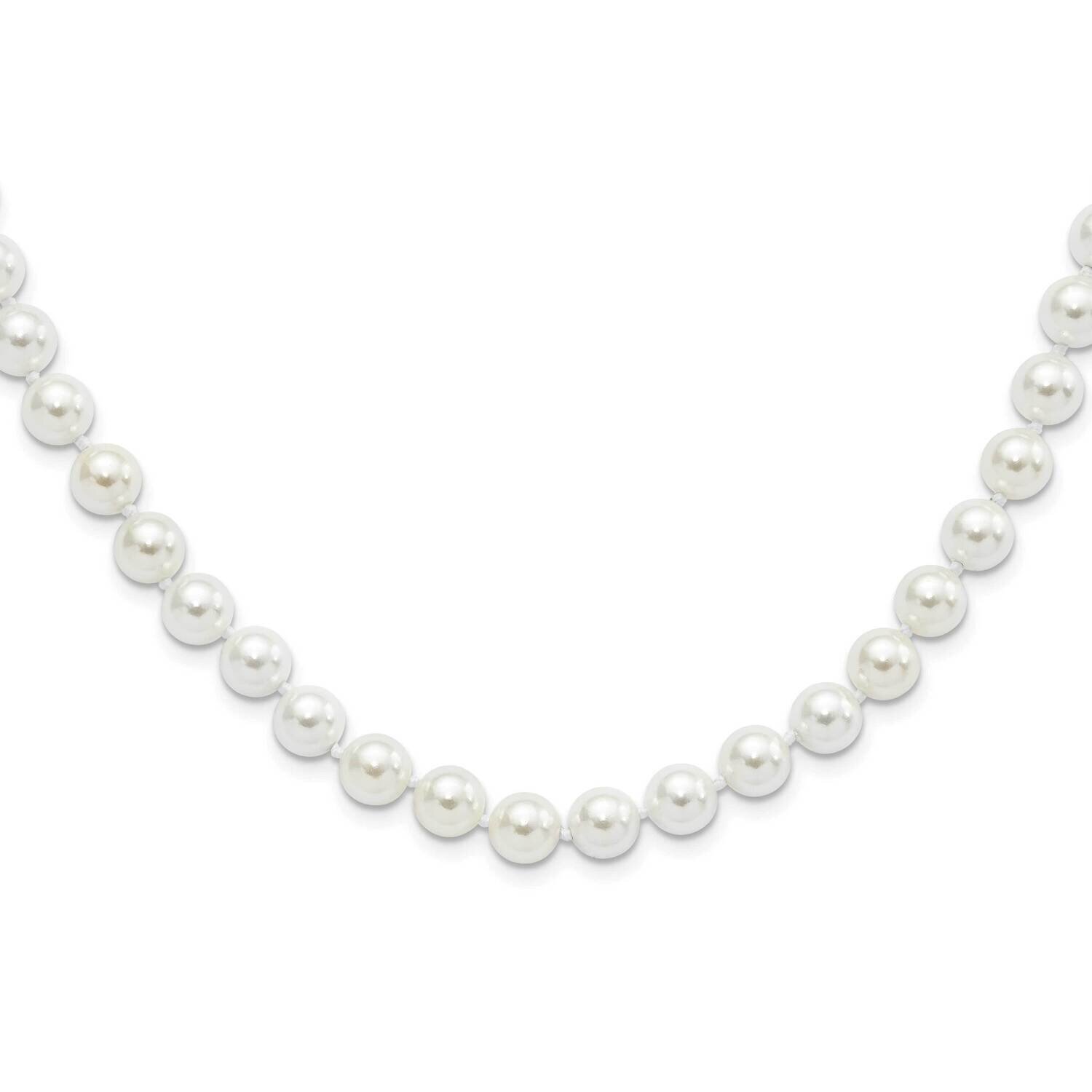 Majestik 8-9mm White Imitation Shell Pearl Necklace Sterling Silver Rhodium-plated QMJNM8W-18