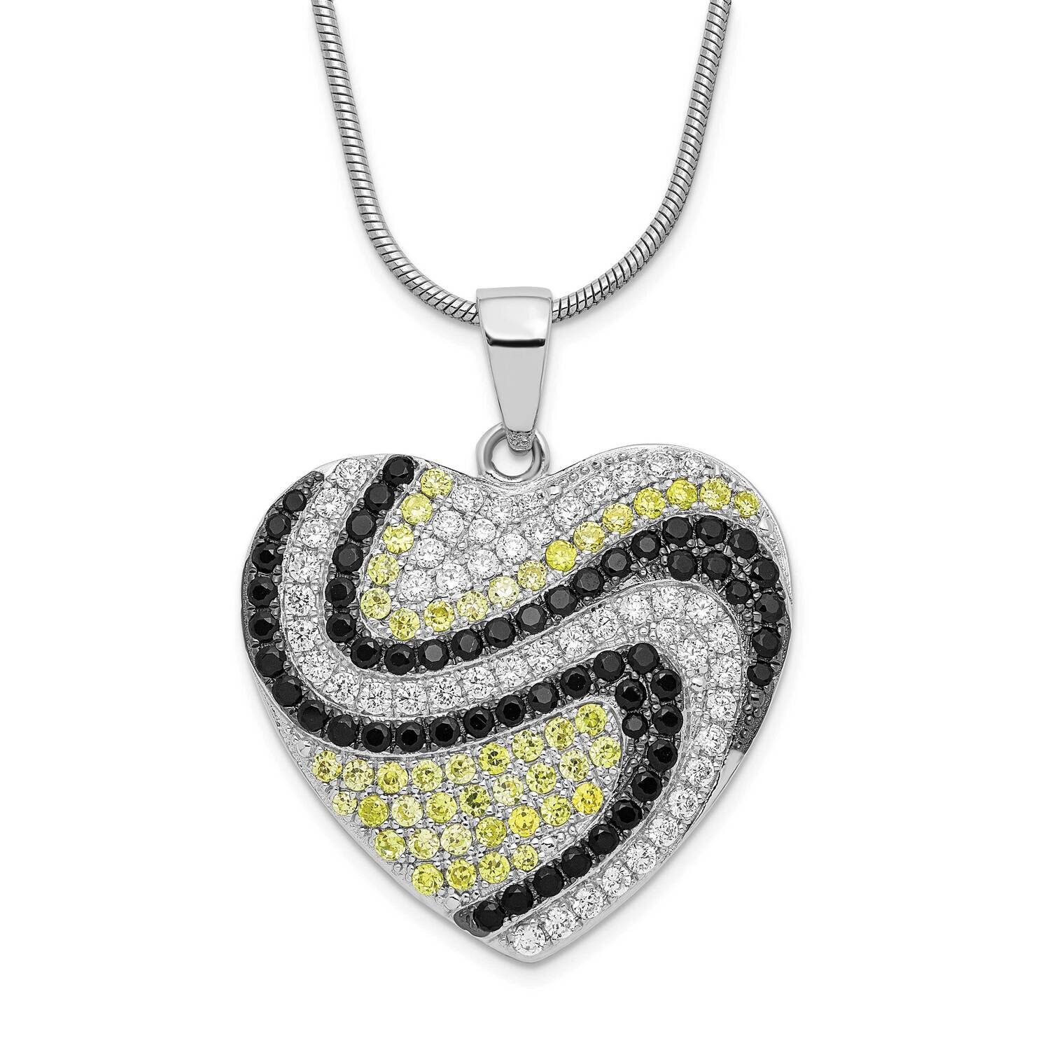 CZ Diamond Heart Necklace Sterling Silver QMP348-18
