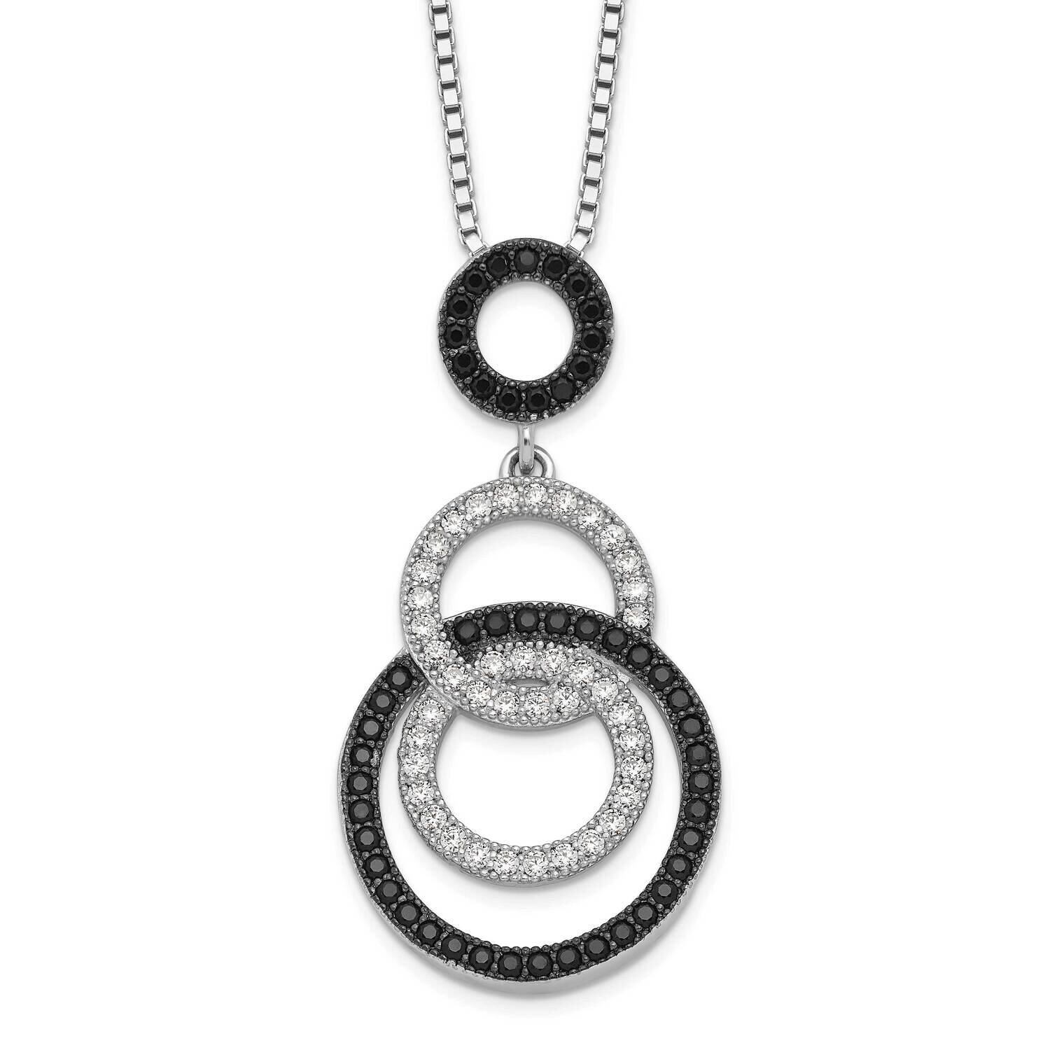 Circle Necklace Sterling Silver Rhodium-plated CZ Diamond QMP434-18