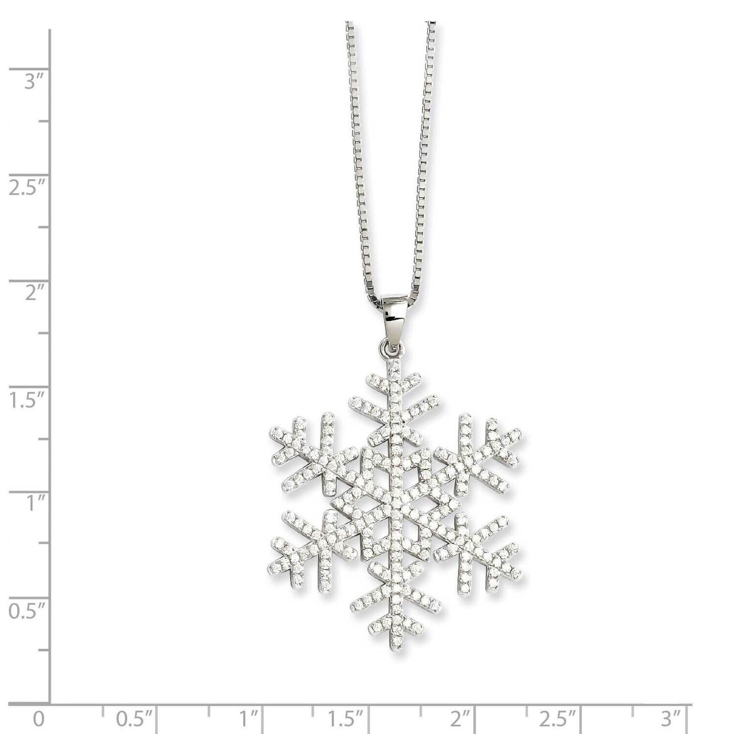 Snowflake Necklace Sterling Silver Rhodium-plated CZ Diamond QMP777-18