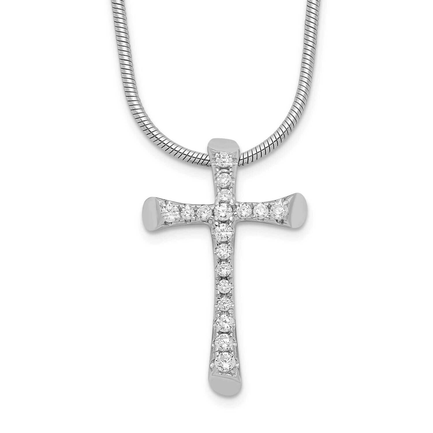 Cross Necklace Sterling Silver Rhodium-plated CZ Diamond QMP782-18, MPN: QMP782-18, 883957547664