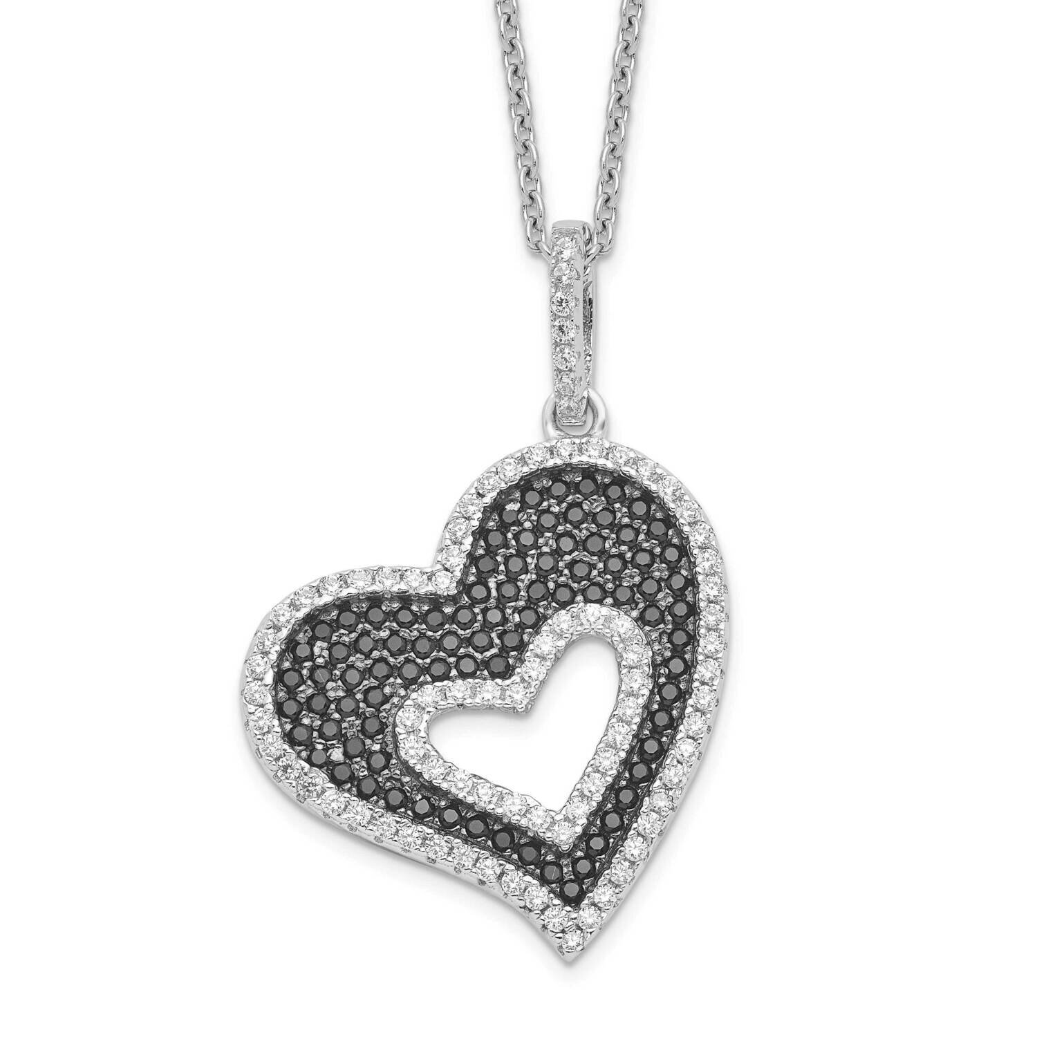 Heart Necklace Sterling Silver Rhodium-plated CZ Diamond QMP793-18