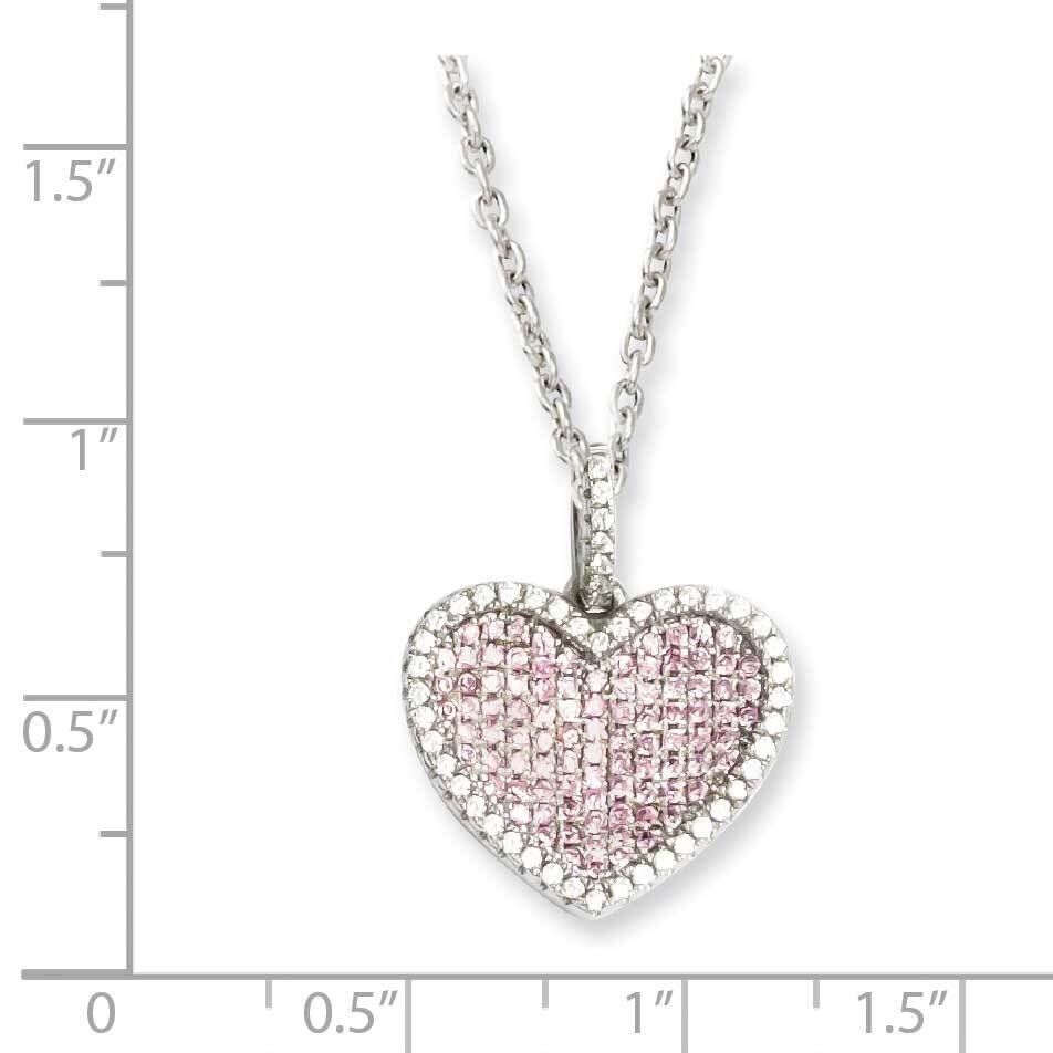 CZ Diamond Heart Necklace Sterling Silver Rhodium-plated QMP809-18
