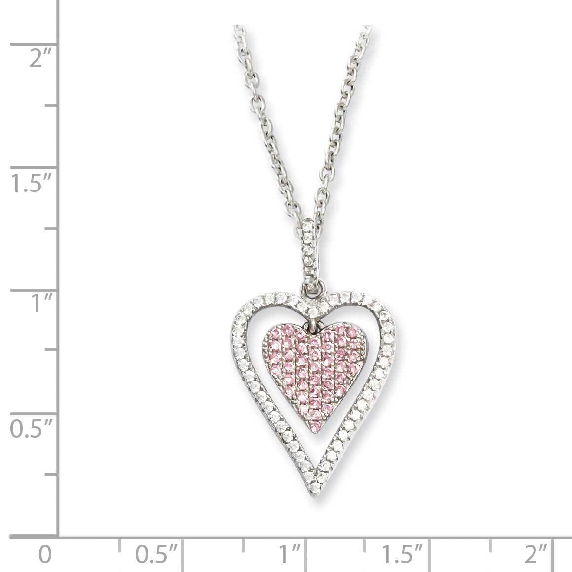 Heart Necklace Sterling Silver Rhodium-plated CZ Diamond QMP825-18