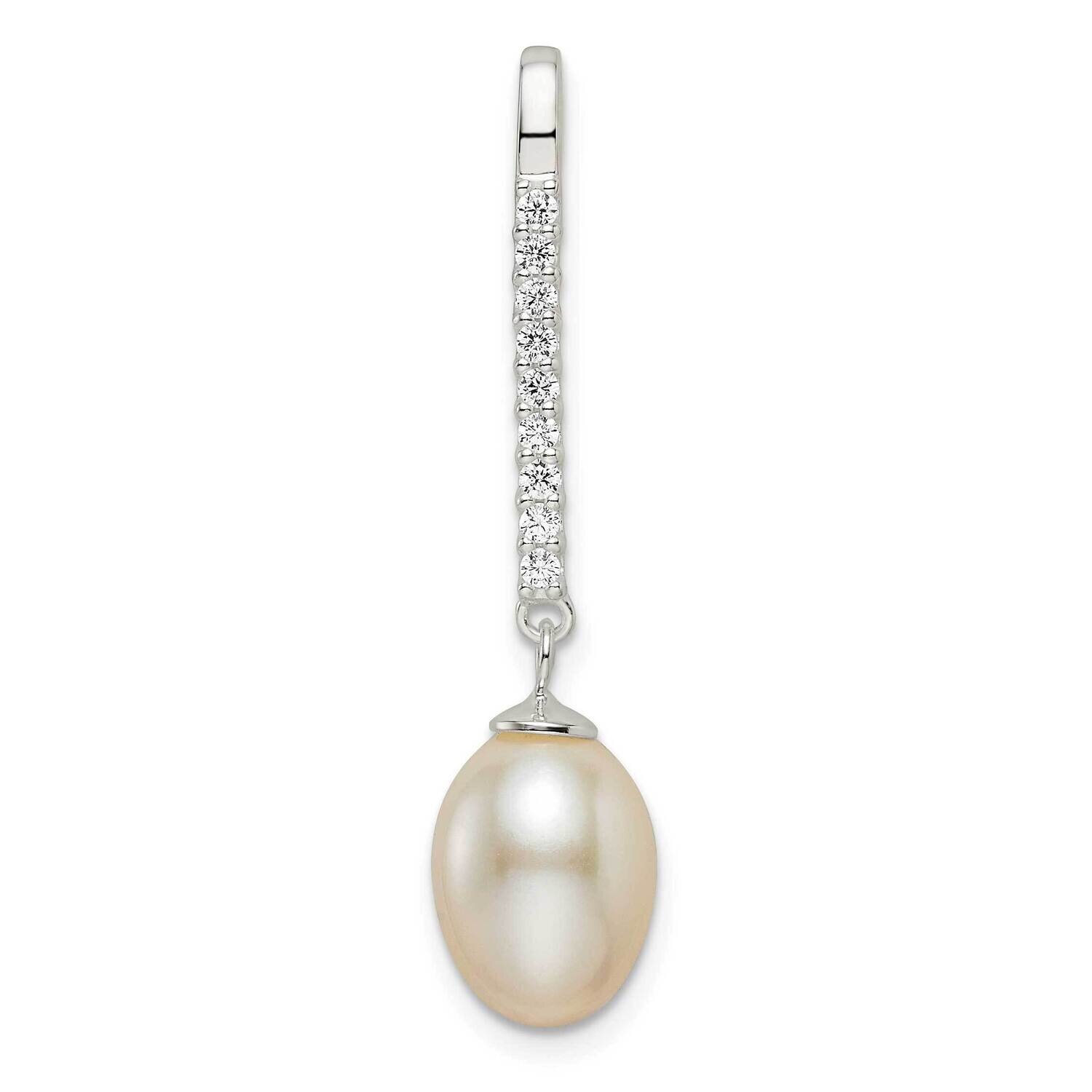 CZ Diamond Glass Bead Pendant Sterling Silver Polished QP5489, MPN: QP5489,