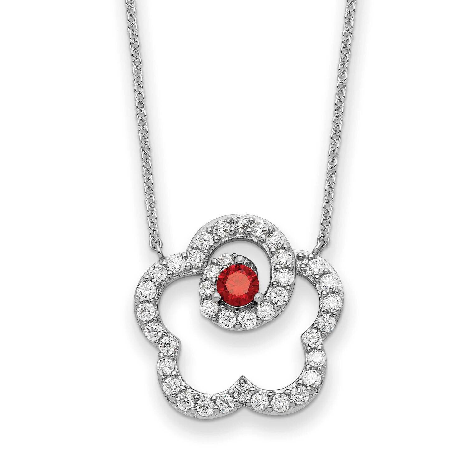 Red and Clear CZ Diamond My Sweet Daughter 18 Inch Necklace Sterling Silver QSX720
