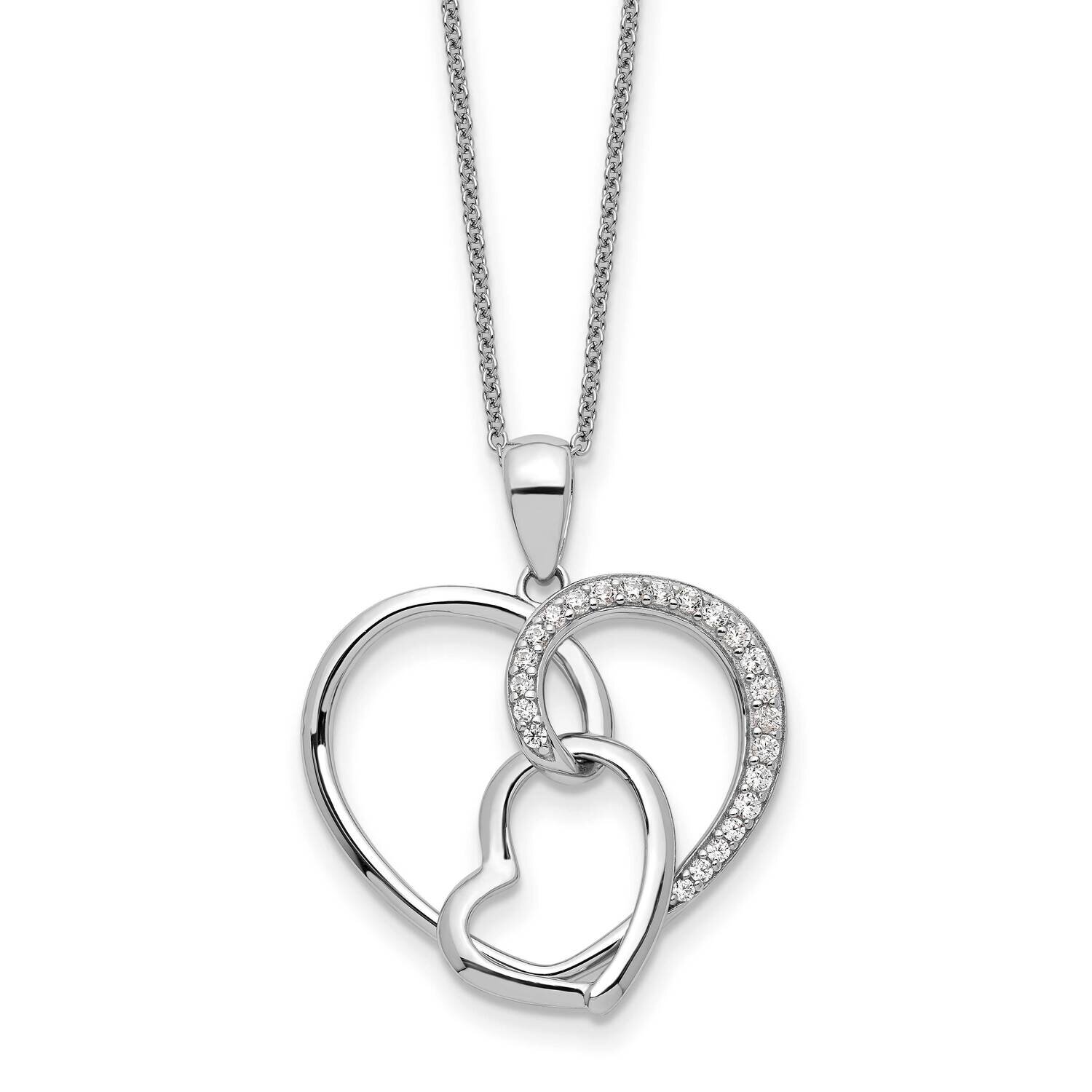 CZ Diamond Together In Love 18 Inch Necklace Sterling Silver QSX723, MPN: QSX723, 883957959030