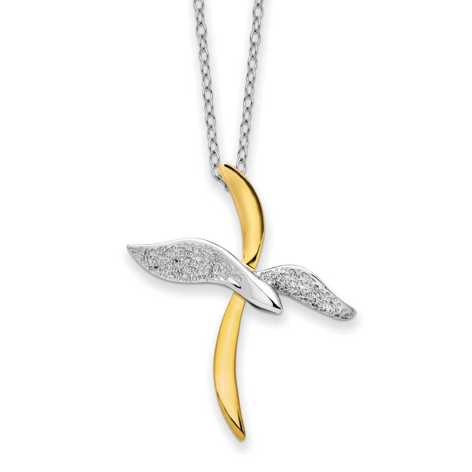 Sterling Silver Faith In Flight 22 Inch Necklace Gold-tone QSX727