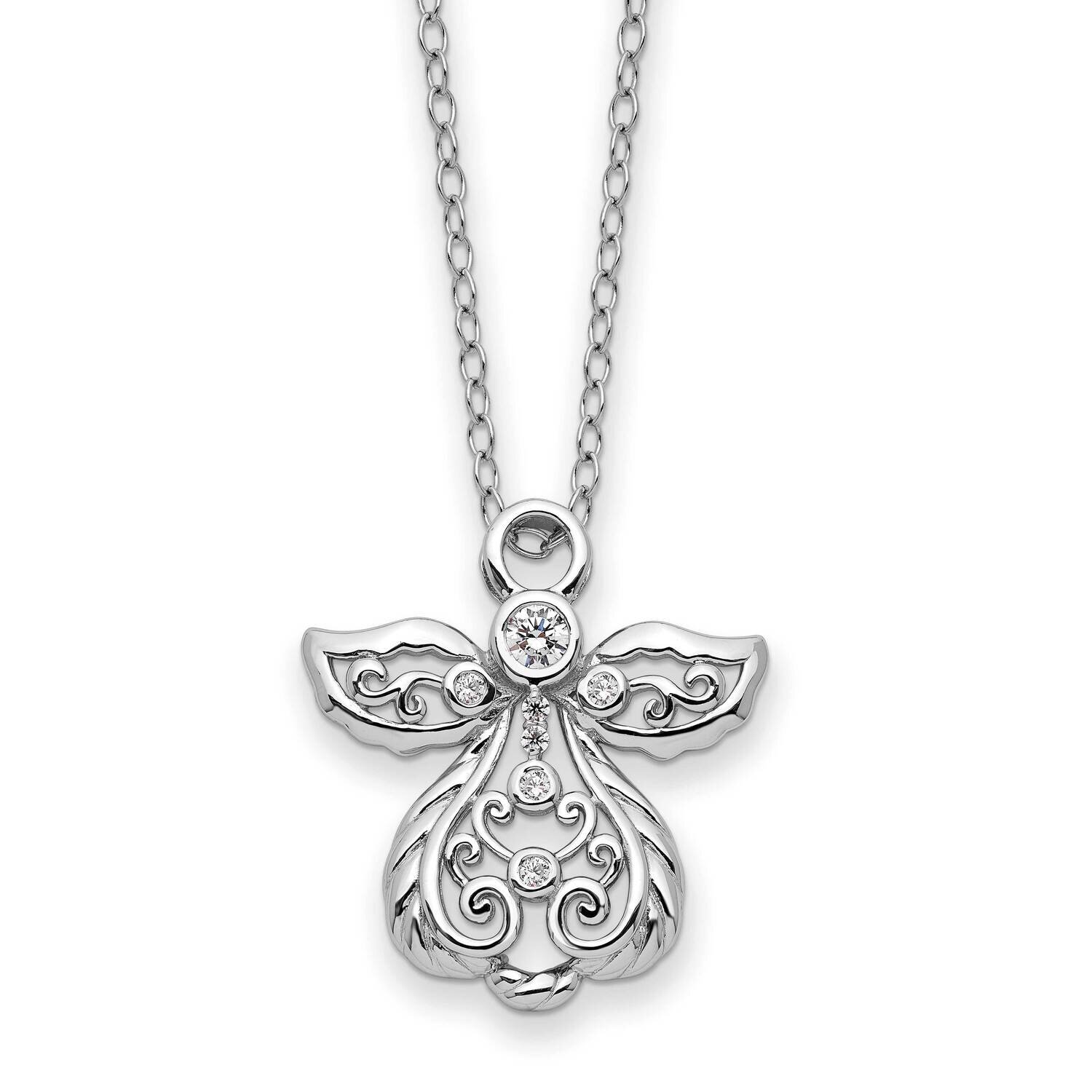 CZ Diamond Earth Angel 18 Inch Necklace Sterling Silver QSX752