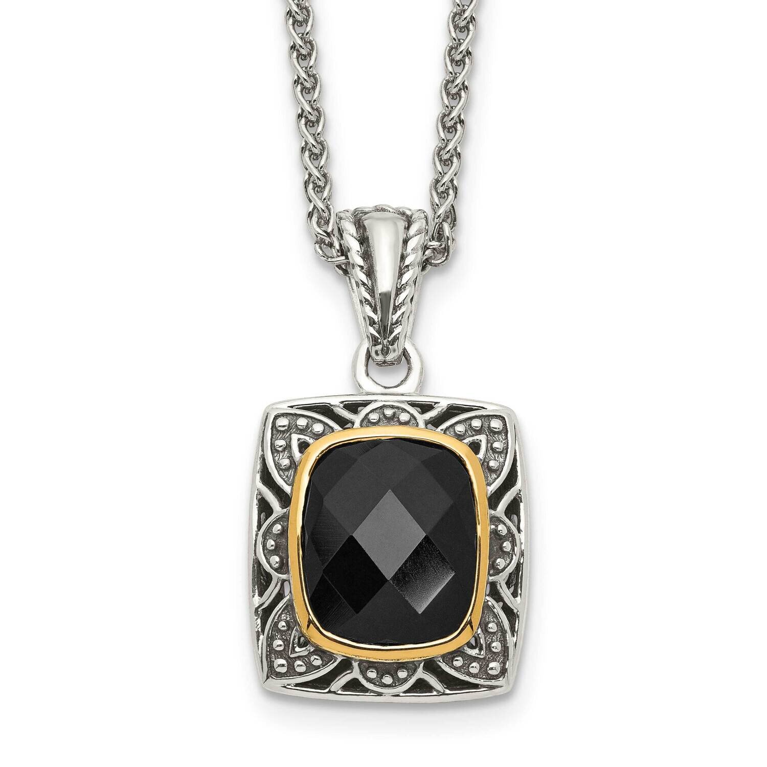 Onyx Necklace Sterling Silver 14k Gold Polished QTC1549, MPN: QTC1549, 883957170916