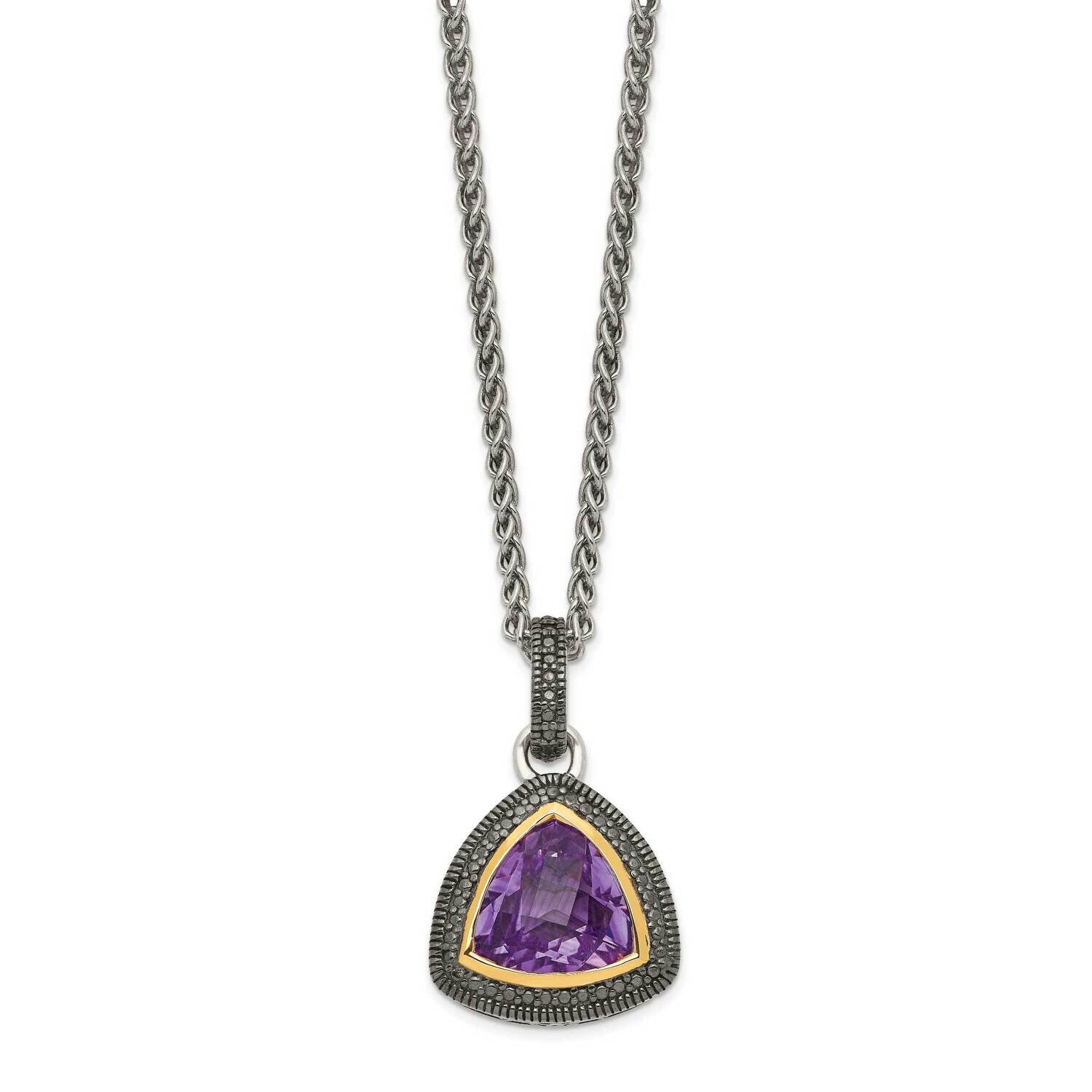 Accent Amethyst Necklace Sterling Silver with 14k Gold QTC1562, MPN: QTC1562, 883957619965