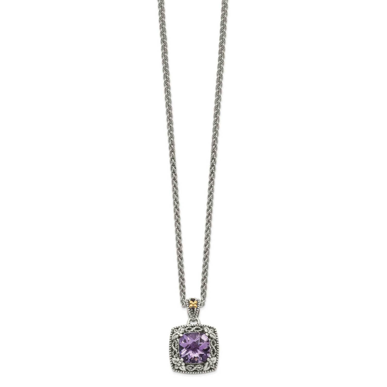 Amethyst Necklace Sterling Silver 14k Gold Polished QTC1564, MPN: QTC1564, 883957232164