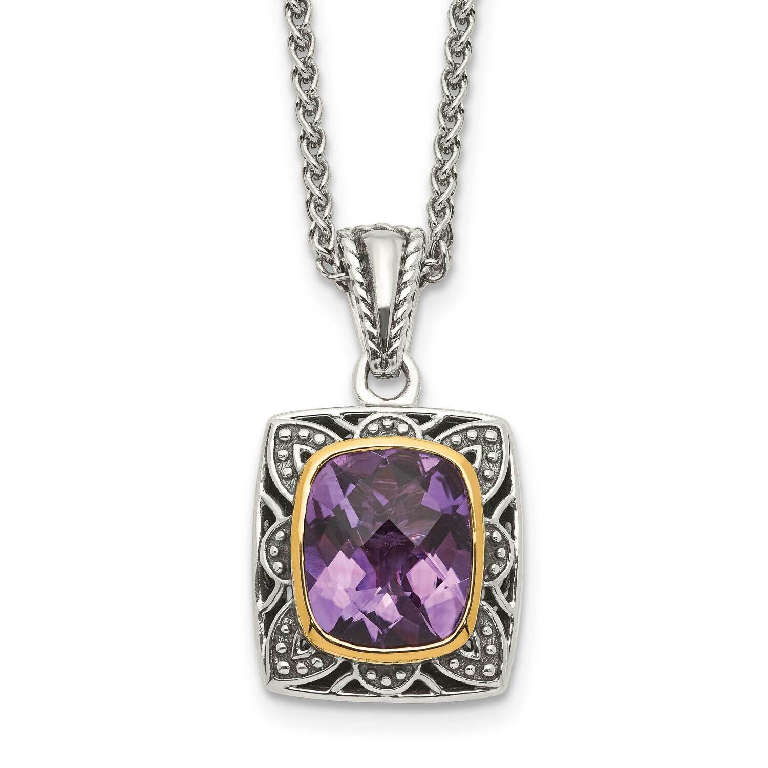 Amethyst Necklace Sterling Silver 14k Gold Polished QTC1581, MPN: QTC1581, 883957232171