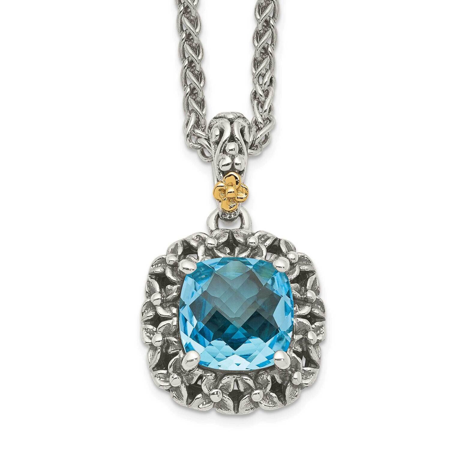 Blue Topaz Necklace Sterling Silver 14k Gold Polished QTC1609, MPN: QTC1609, 883957340388