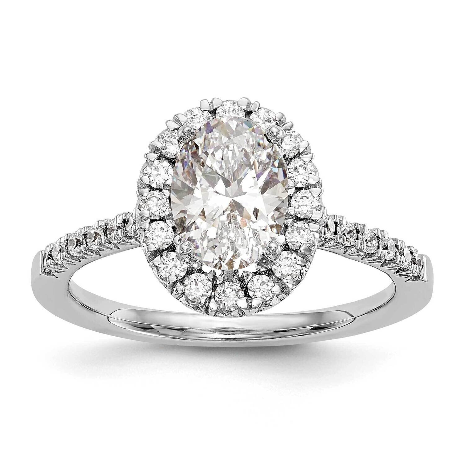 Oval Halo Engagement Lab Grown Diamond Si1/Si2, G H I, Semi-Mount Ring 14k White Gold RM2058E-050-7WLG