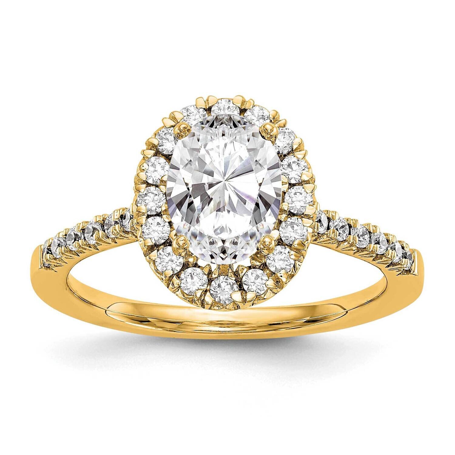 Oval Halo Engagement Lab Grown Diamond Si1/Si2, G H I, Semi-Mount Ring 14k Gold RM2058E-150-7YLG, M…