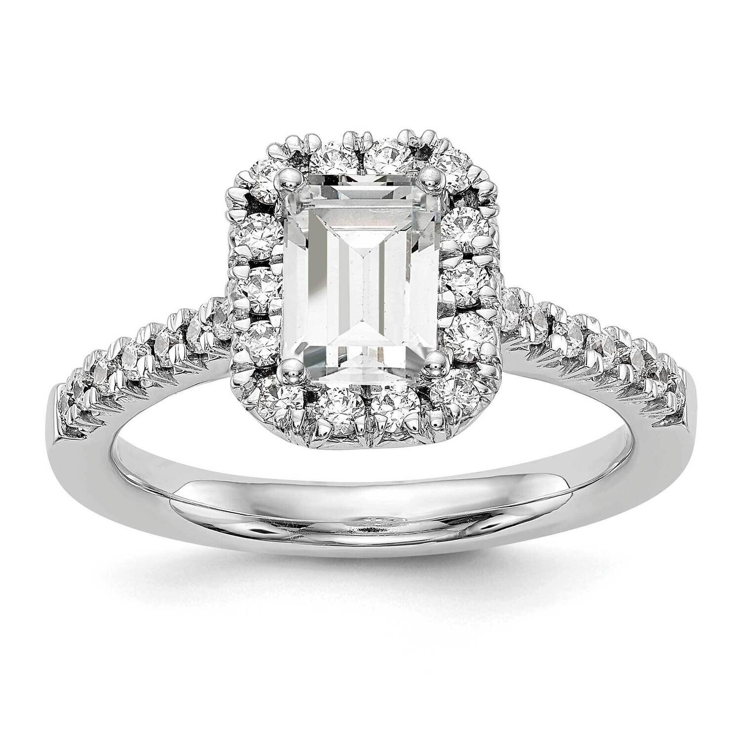 Vs/Si, D E F, S/M Emerald Halo Engagement Ring 14k White Gold Lab Grown Diamond RM2062E-050-WLD, MP…