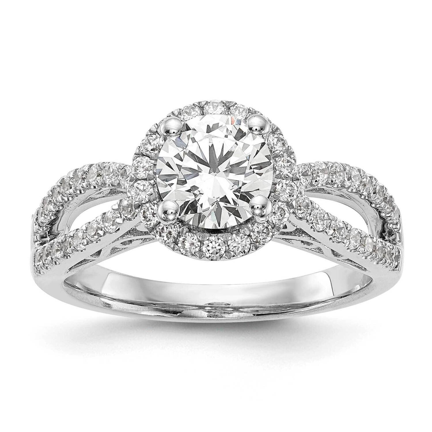 Round Lab Grown Diamond Si1/Si2, G H I, Semi-Mount Halo Engagement Ring 14k White Gold RM2145E-100-…
