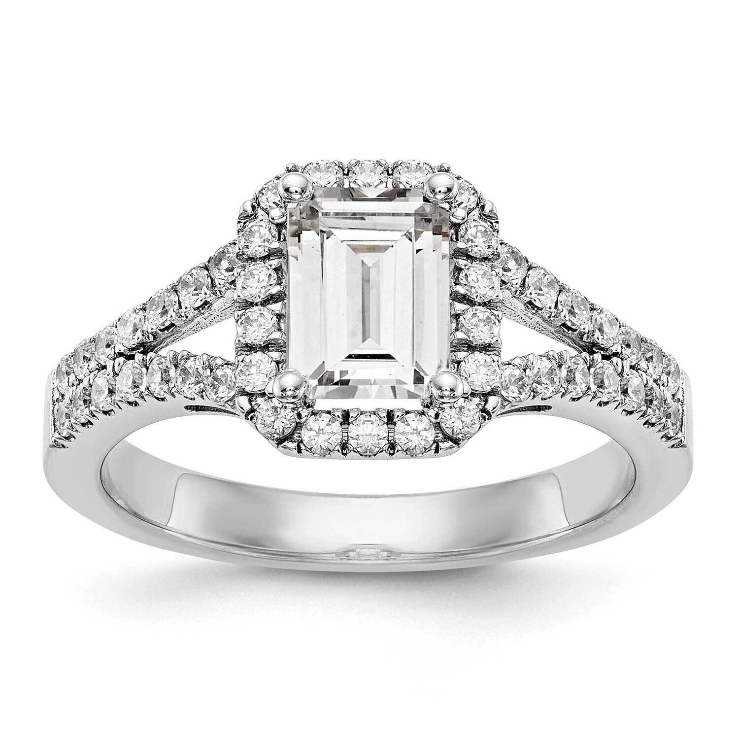 Vs/Si, D E F, S/M Emerald Halo Engagement Ring 14k White Gold Lab Grown Diamond RM2337E-150-WLD