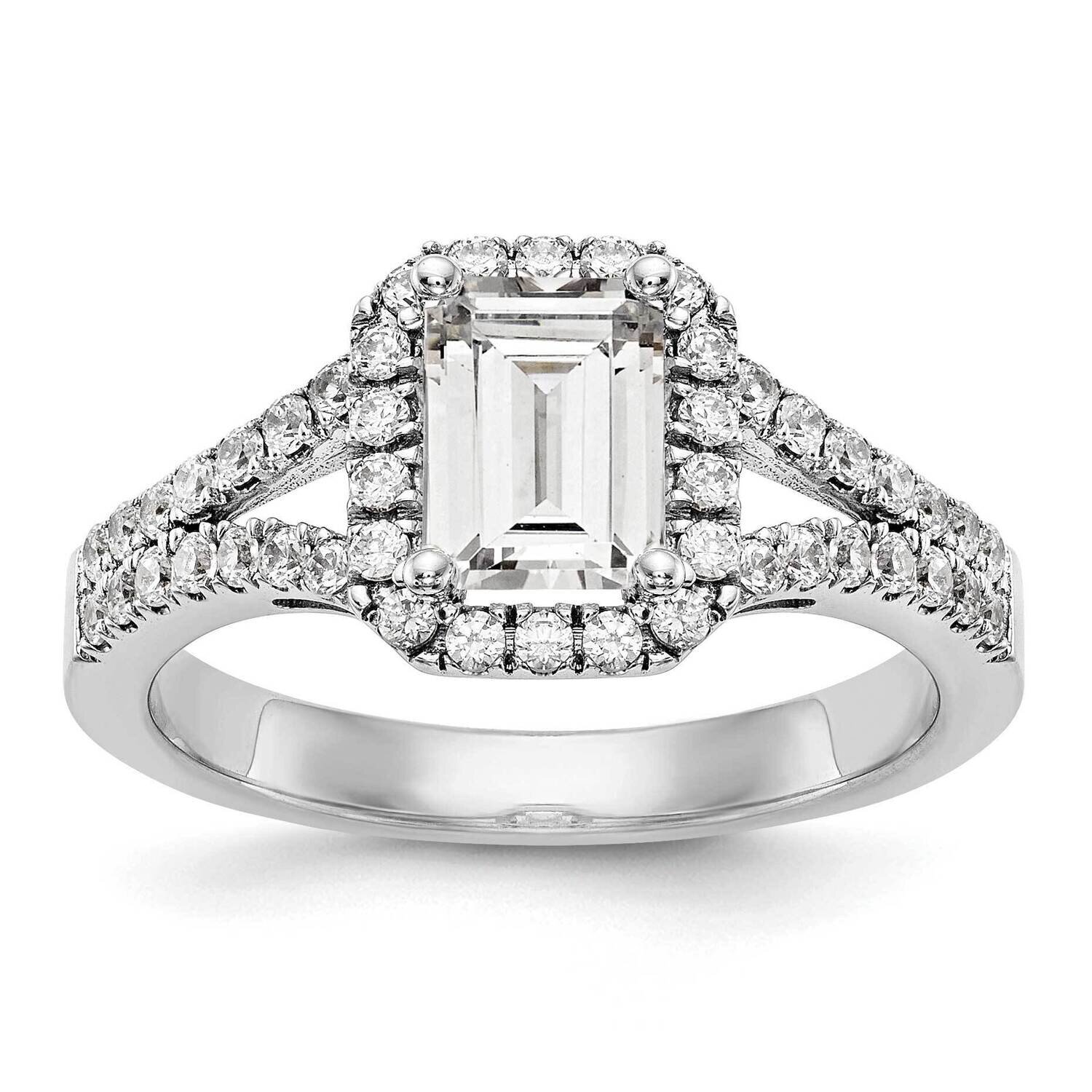 Vs/Si, D E F, S/M Emerald Halo Engagement Ring 14k White Gold Lab Grown Diamond RM2337E-200-WLD, MP…
