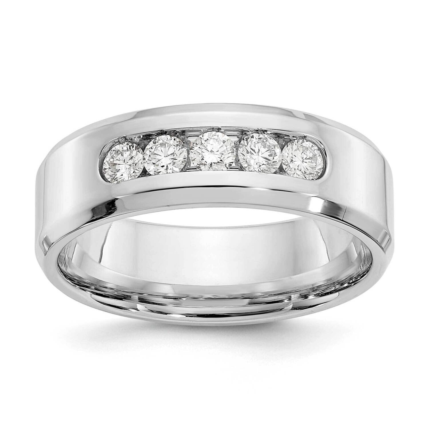 Vs/Si, D E F, Diamond Polished Bevel Band 14k White Gold Lab Grown Diamond RM3536B-050-9WLD, MPN: R…