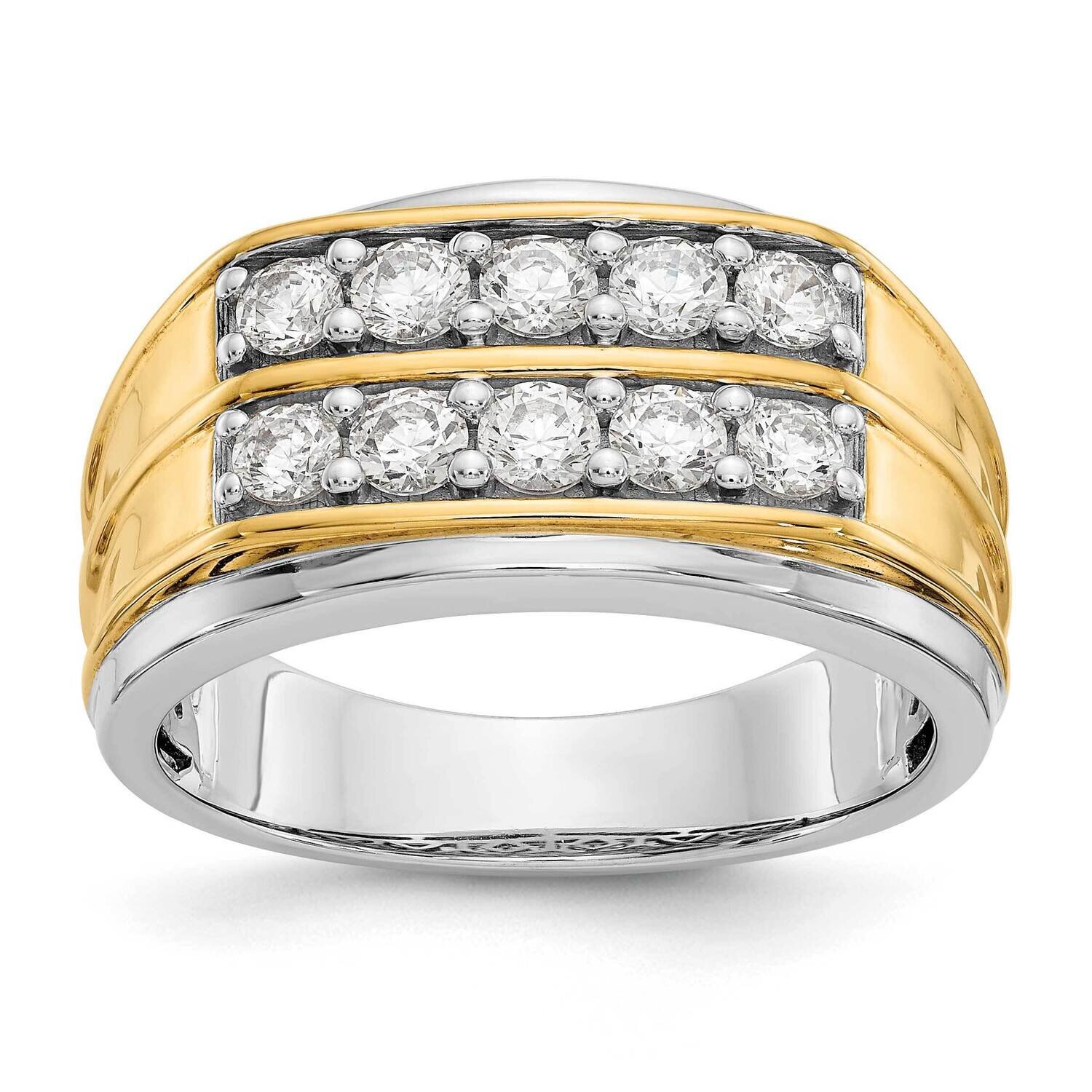Vs/Si, D E F, Two-Tone Pol Mens Band 14k White Gold Lab Grown Diamond RM3548-101-YWLD, MPN: RM3548-…
