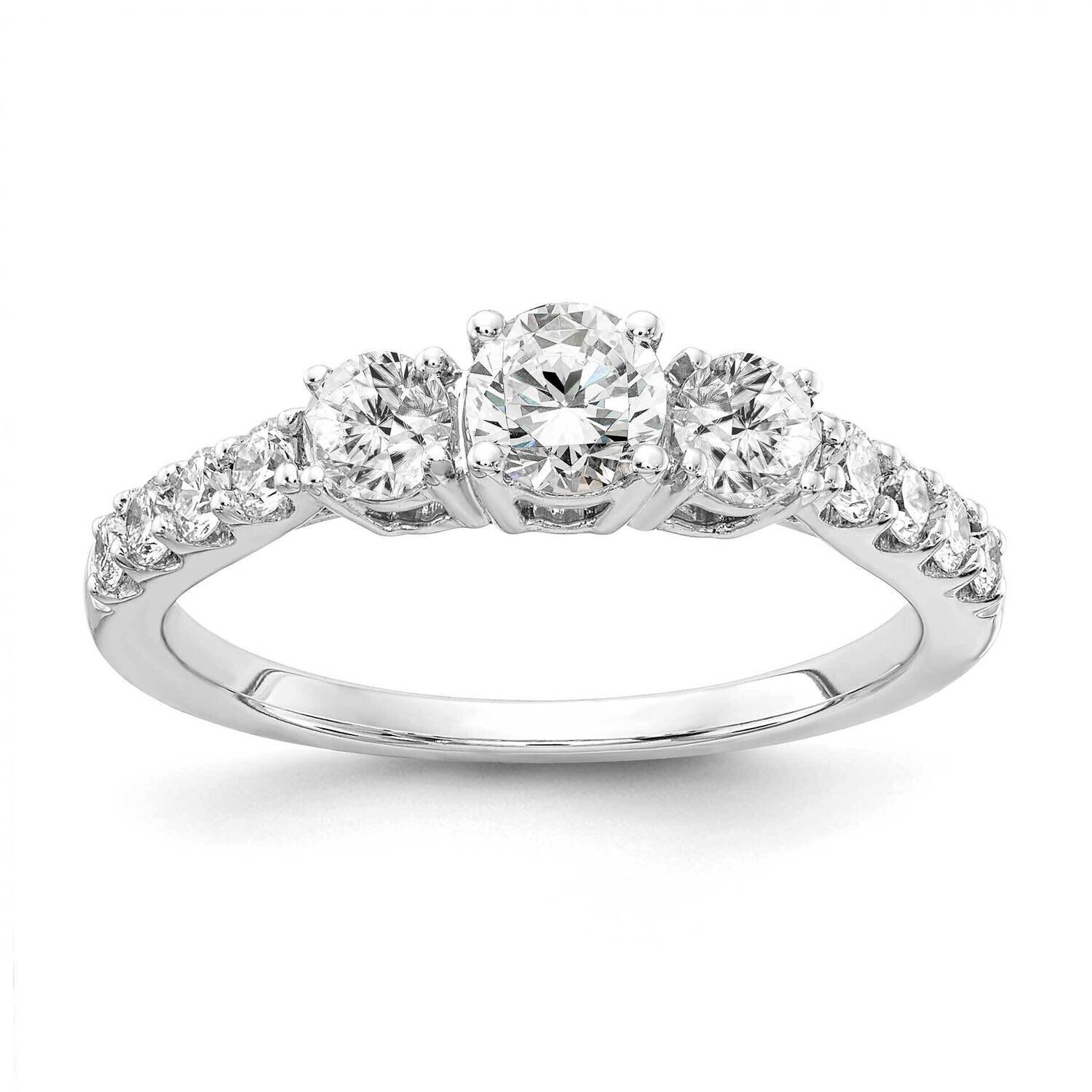 Si1/Si2, G H I, 1 1/2 Ctw 3 Stone Plus Semi 14k White Gold Lab Grown Diamond RM4228-150-9WLG, MPN: …
