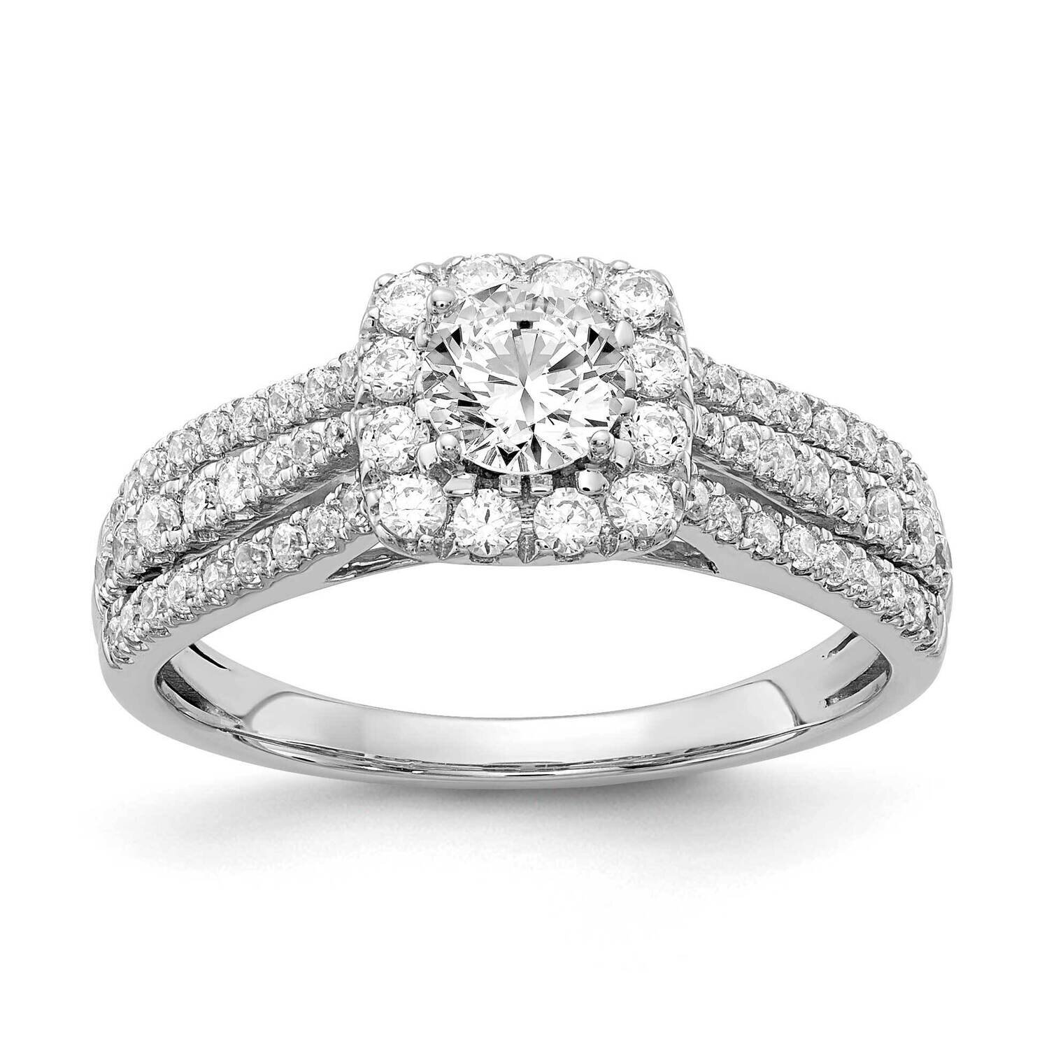 Lab Grown Diamond Si1/Si2, G H I, Halo Engagement Ring 10k White Gold RM5719E-040-C0WLG