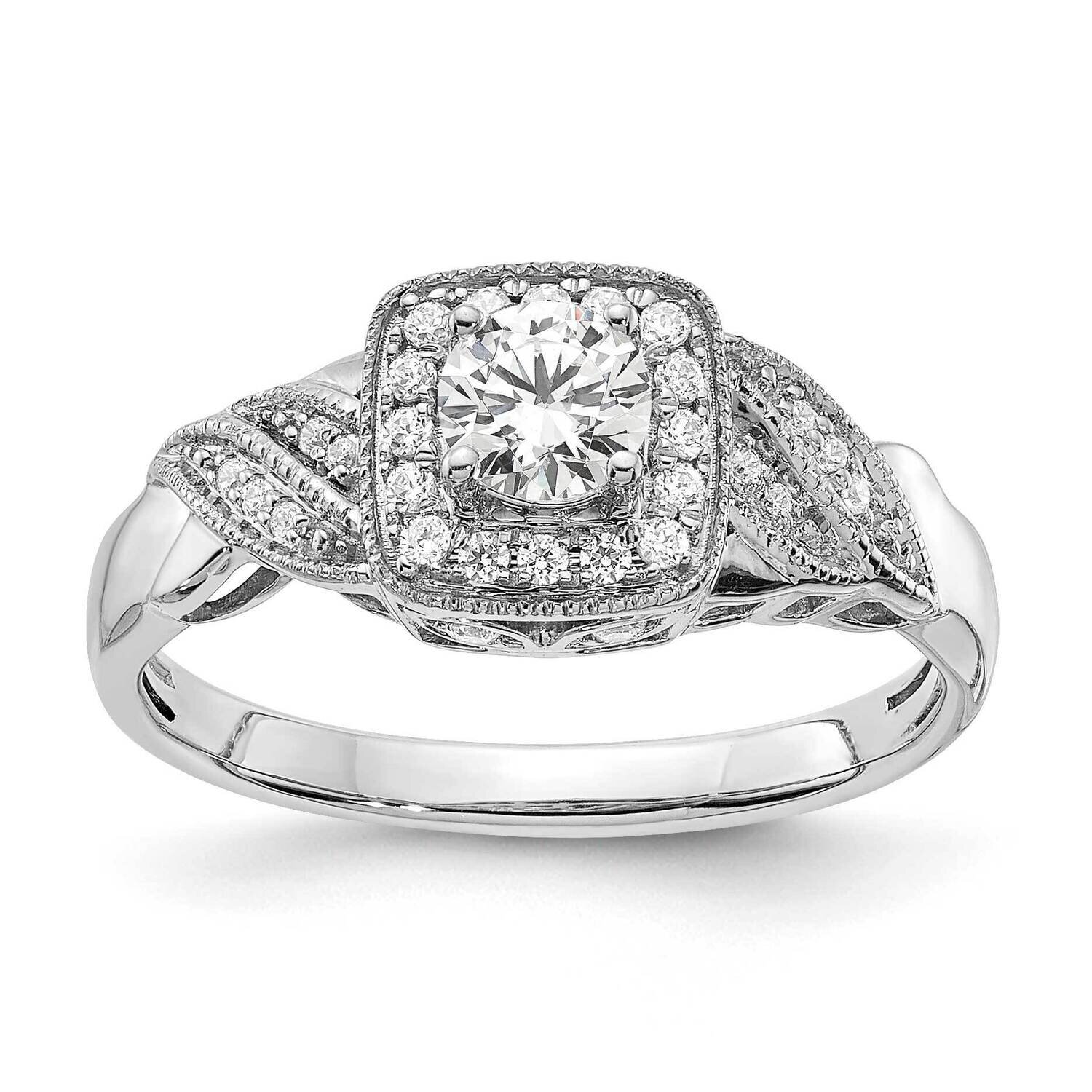Lab Grown Diamond Si1/Si2, G H I, Halo Complete Engagement Ring 10k White Gold RM5978E-033-C0WLG