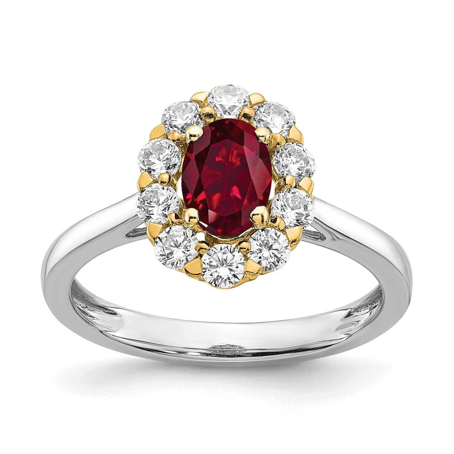 Created Oval Ruby &amp; Lab Grown Dias Fashion Ring 10k White Gold RM6990-CR-100-0WALG, MPN: RM6990-CR-…