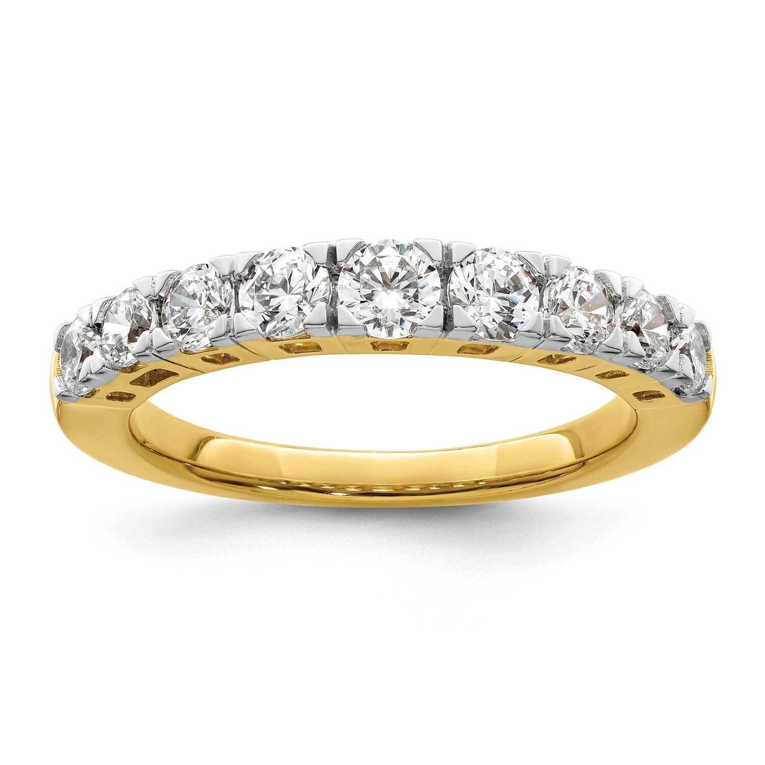 Si1/Si2, G H I, 9 Stone Band 14k Gold Lab Grown Diamond RM8636-100-7YLG, MPN: RM8636-100-7YLG, 8839…