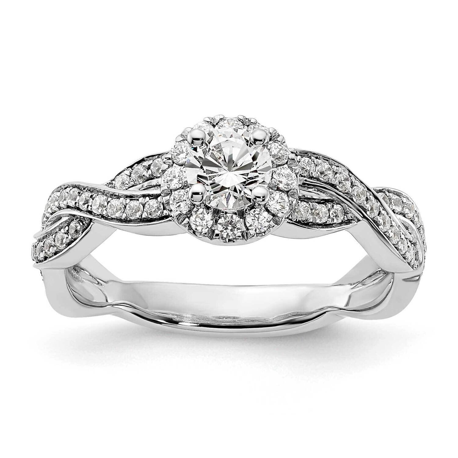 Lab Grown Diamond Si1/Si2, G H I, Halo Engagement Ring 10k White Gold RM9081E-100-C0WLG, MPN: RM908…