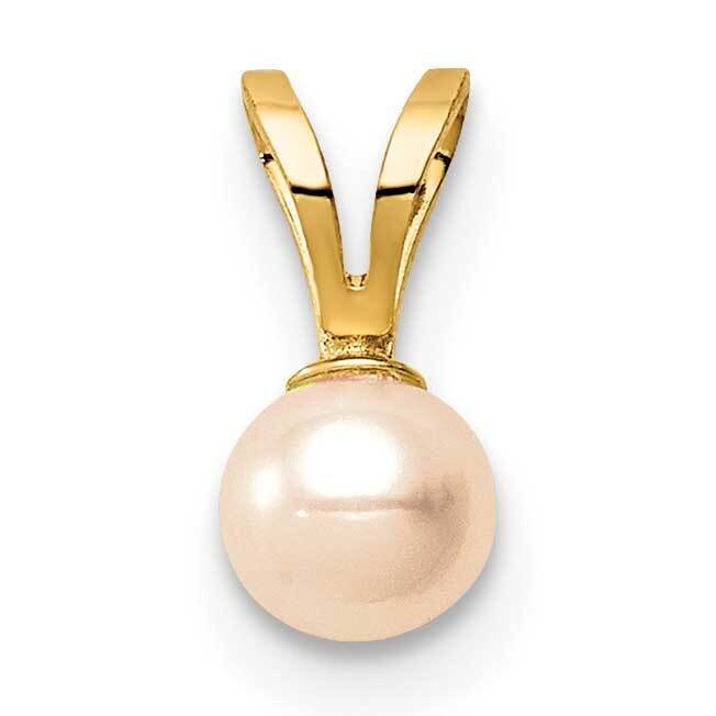 4-5mm Pink Near Round Freshwater Cultured Pearl Pendant 14k Gold SE3005PI