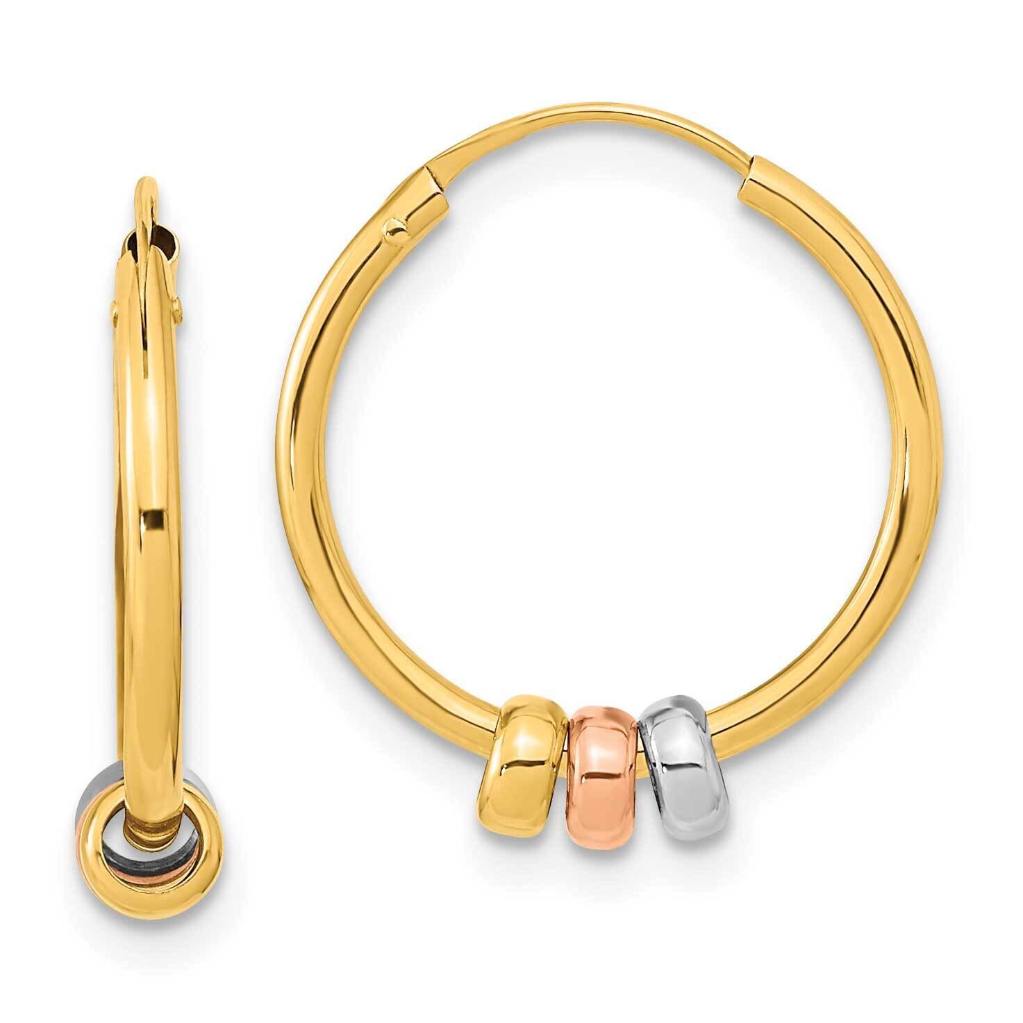 Tri-Color Three Bead Hoop Earrings 14k Gold SE3033 by Madi K, MPN: SE3033, 883957981642
