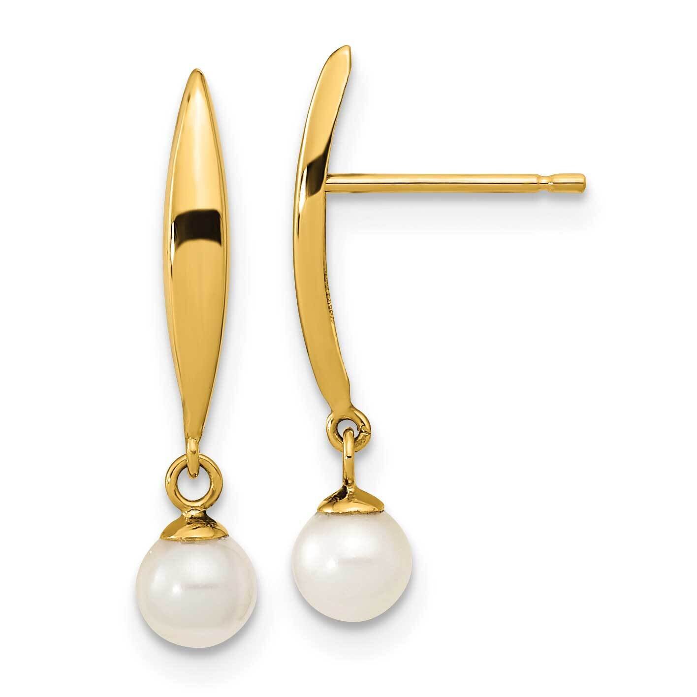 4mm Freshwater Cultured Pearl Post Earrings 14k Gold Polished SE3042