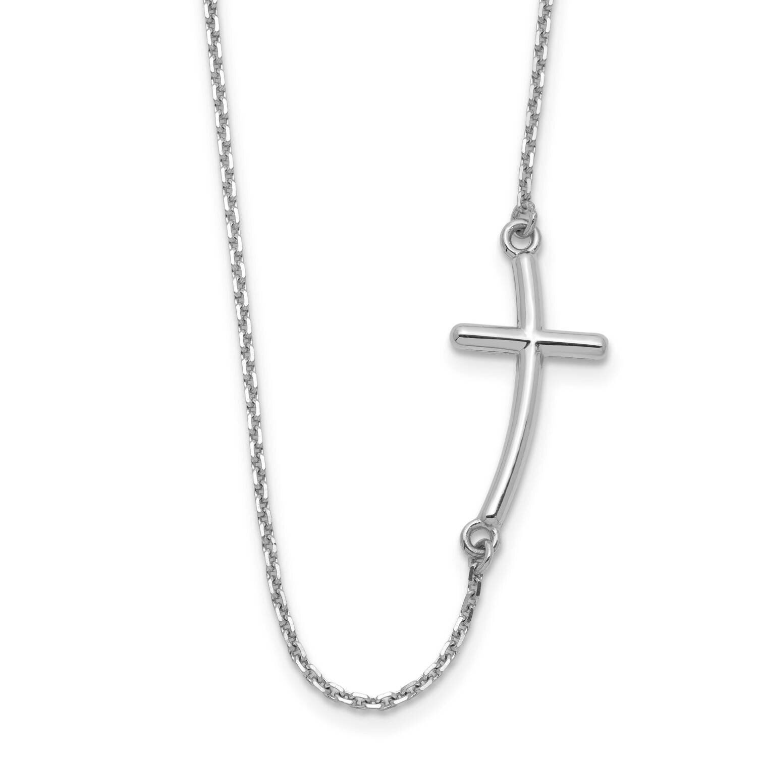 Sideways Curved Cross Necklace 14k White Gold Large SF2083-19