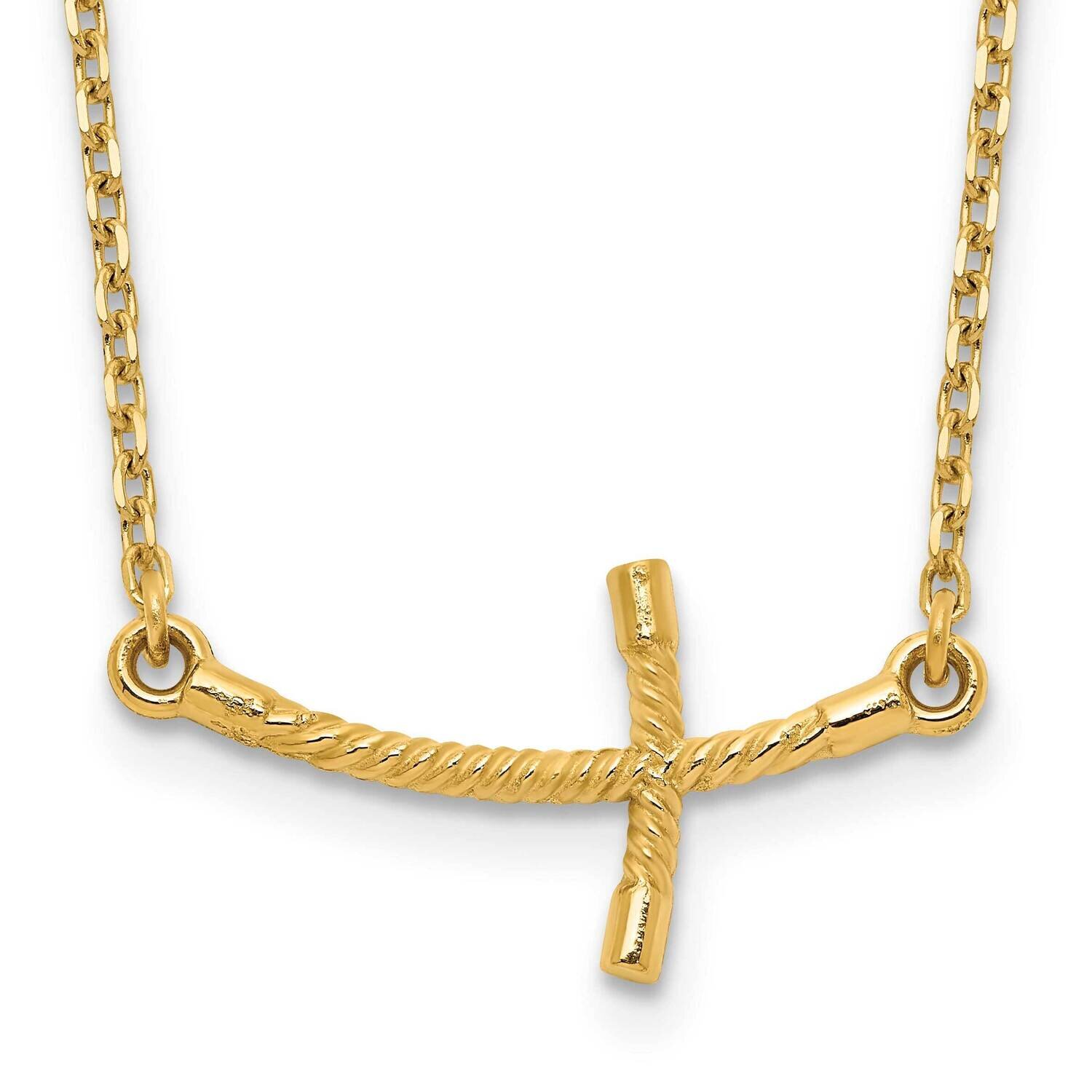 Sideways Curved Twist Cross Necklace 14k Gold Small SF2086-19, MPN: SF2086-19, 191101642920