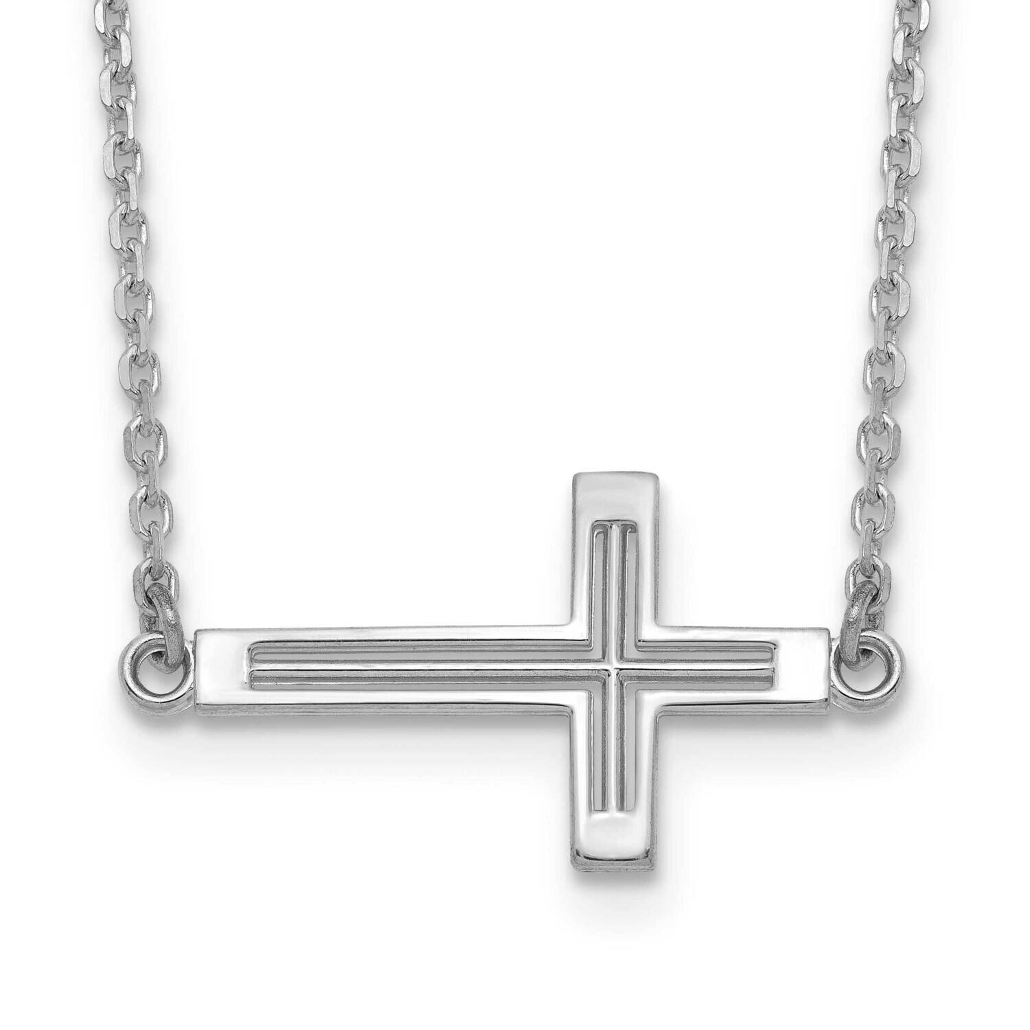 Sideways Cut-Out Cross Necklace 14k White Gold SF2095-19, MPN: SF2095-19, 191101643019