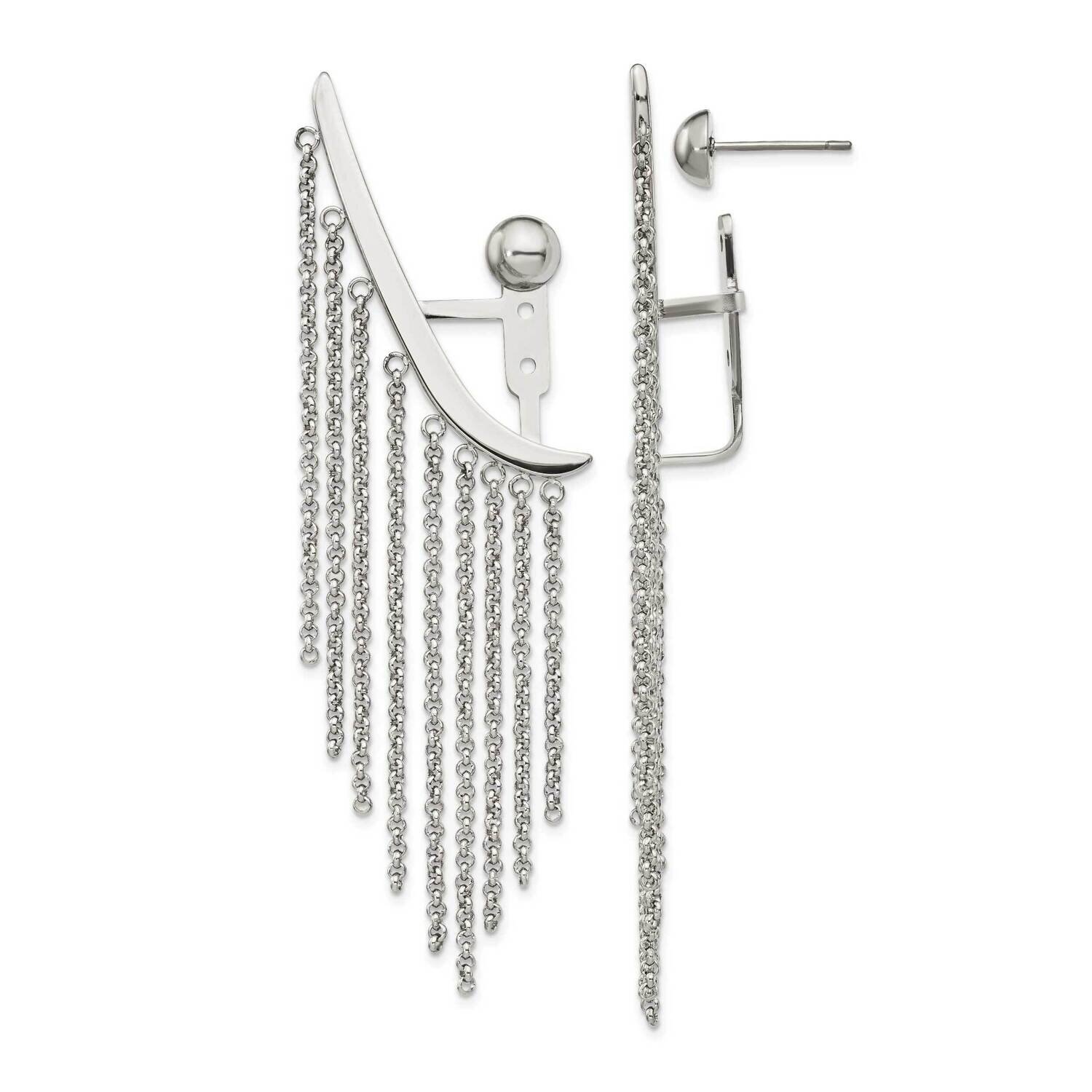 Dangle Chain Adjustable Post Ear Climbers Stainless Steel Polished SRE1346 by Chisel, MPN: SRE1346,…