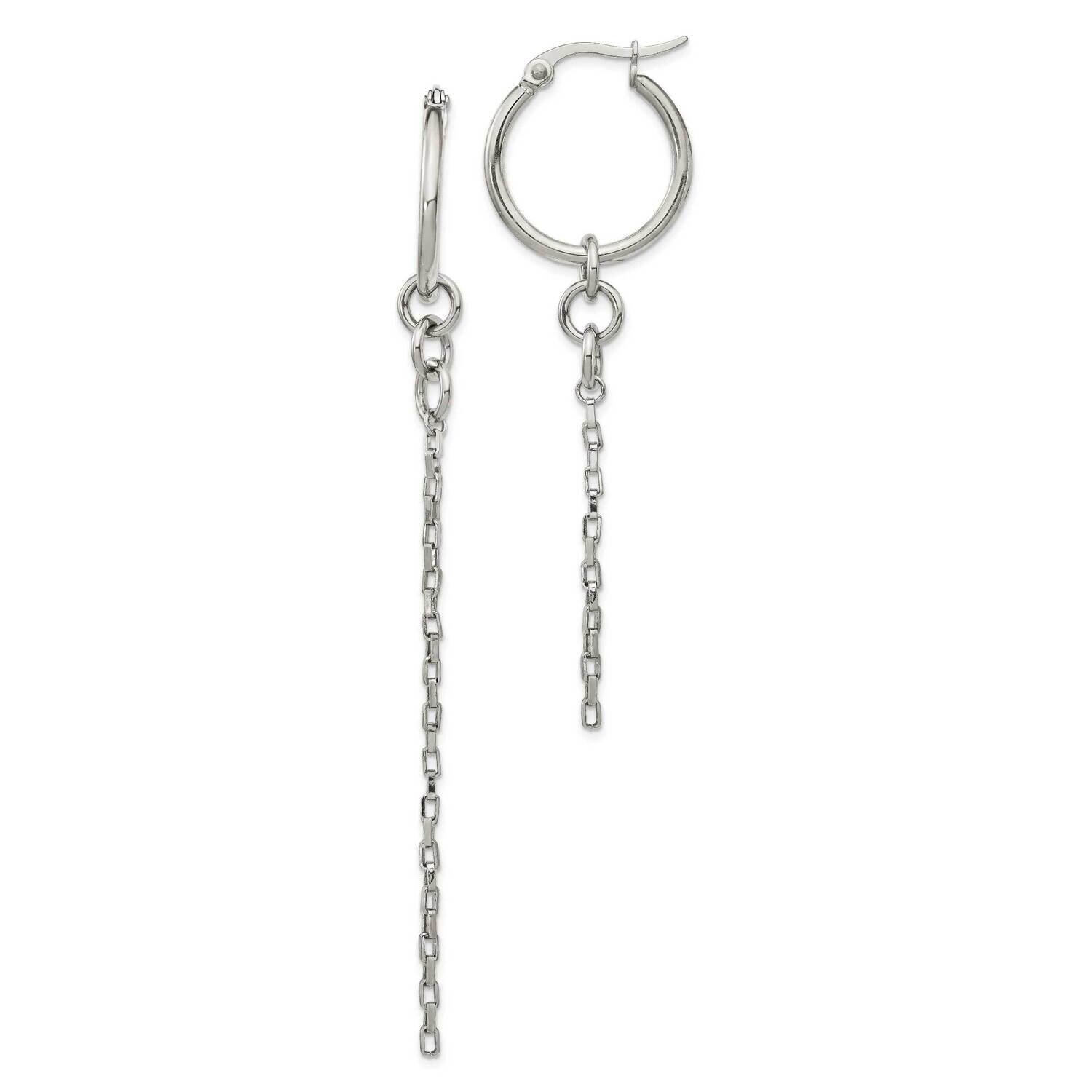 Long and Short Chain Dangle Hoop Earrings Stainless Steel Polished SRE1378