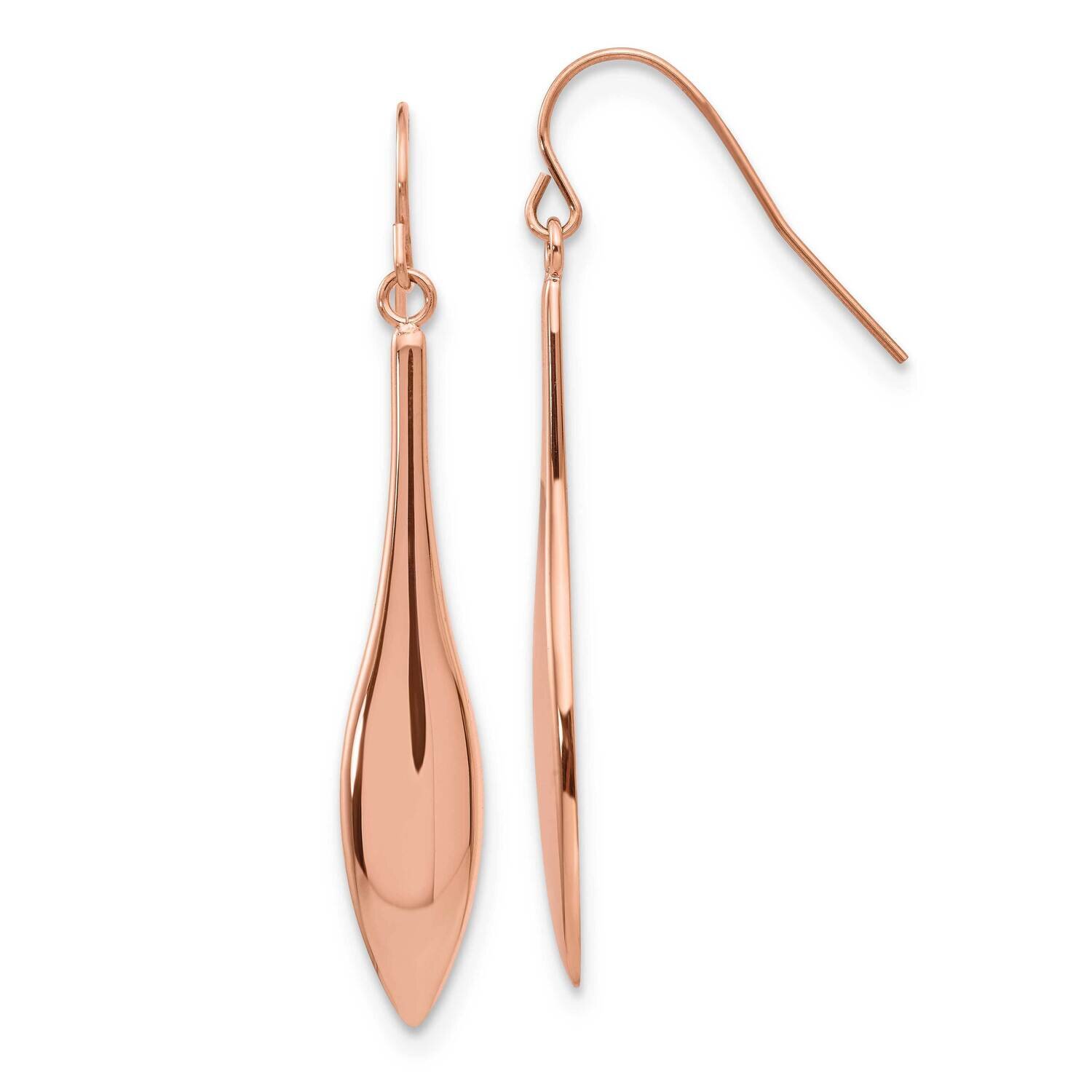Rose Ip-Plated Dangle Shepherd Hook Earrings Stainless Steel Polished SRE977, MPN: SRE977, 88677461…