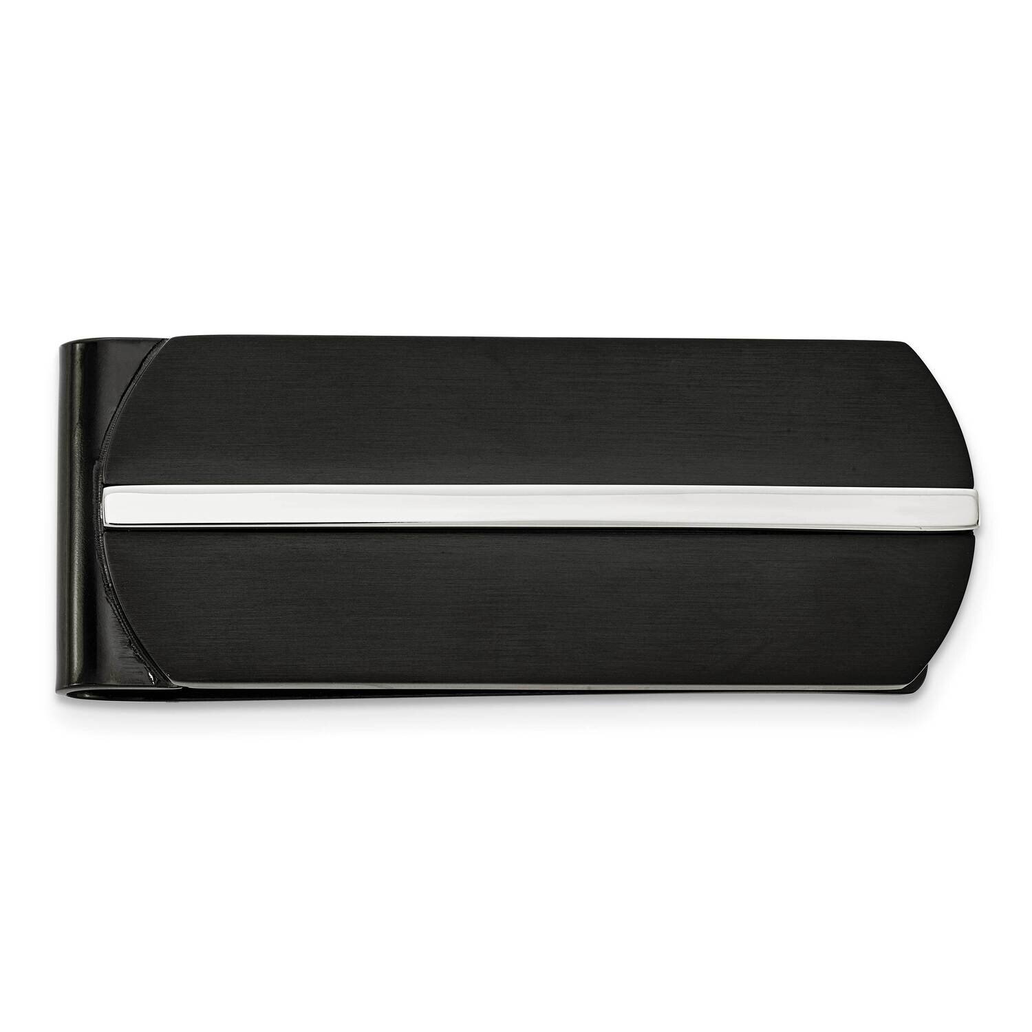 Polished Black Ip-Plated Money Clip Stainless Steel Brushed SRM200