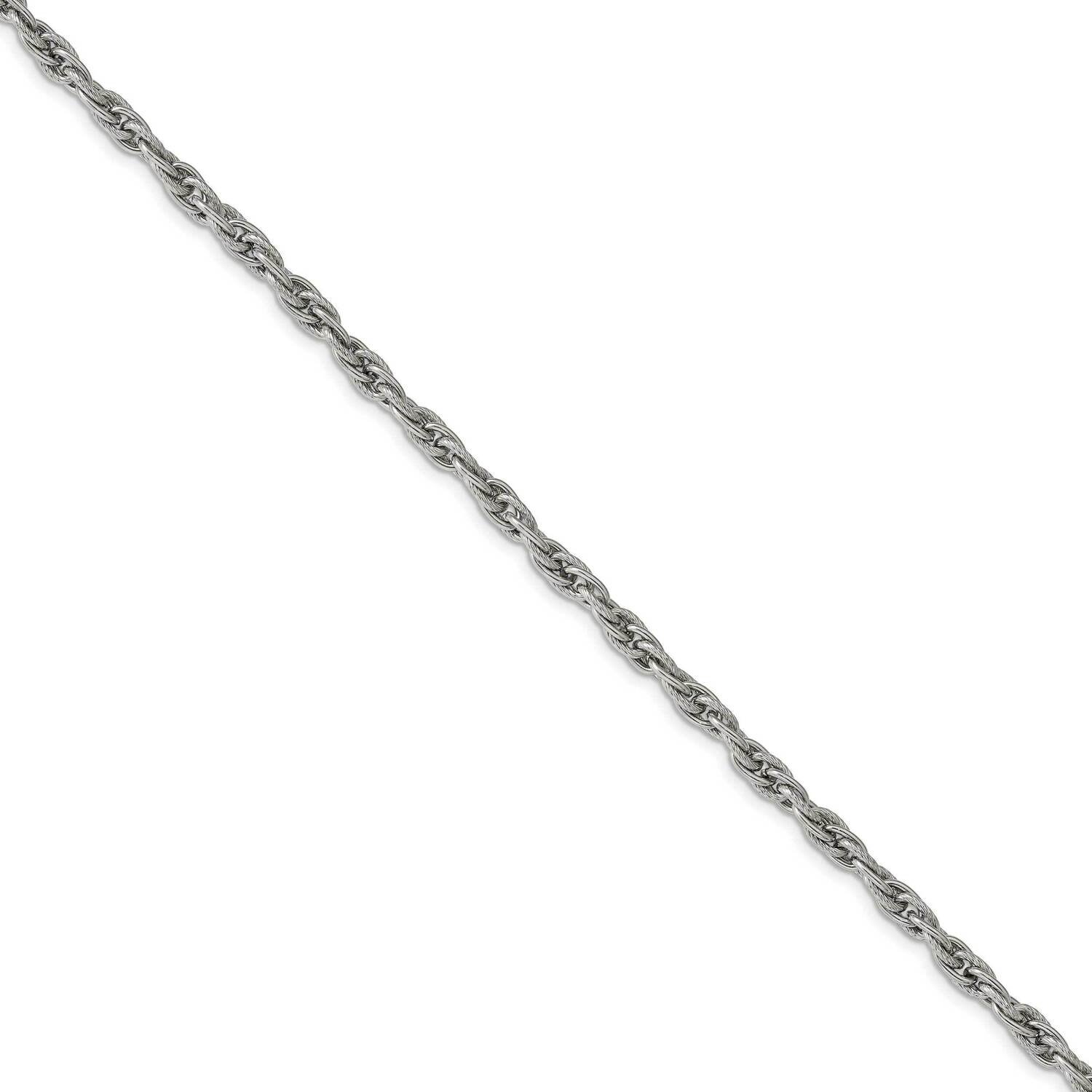 Textured 5mm 19.25 Fancy Link Chain Stainless Steel Polished SRN1498-19.25